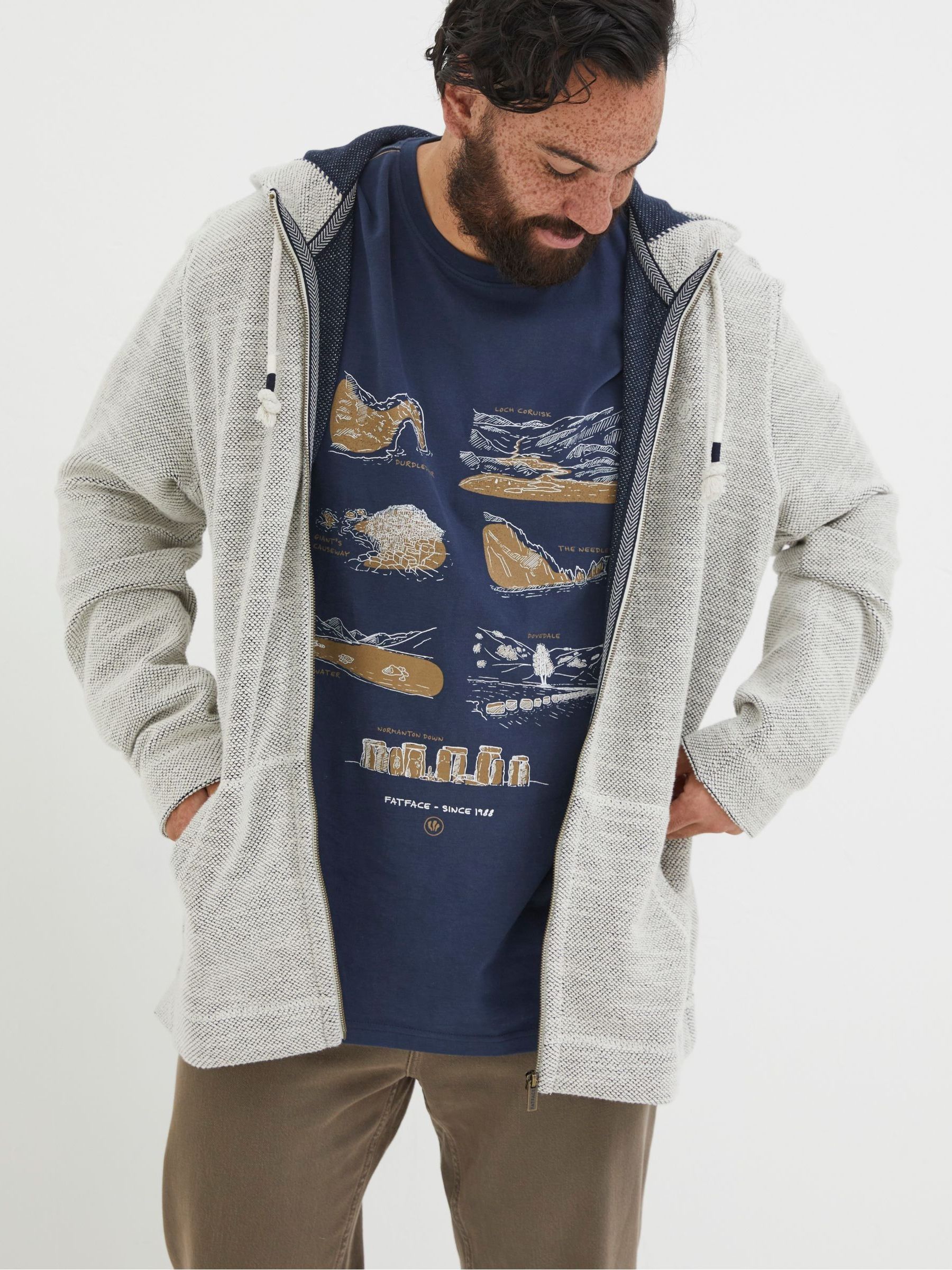 Natural Woolacombe Zip Through Hoodie | FatFace