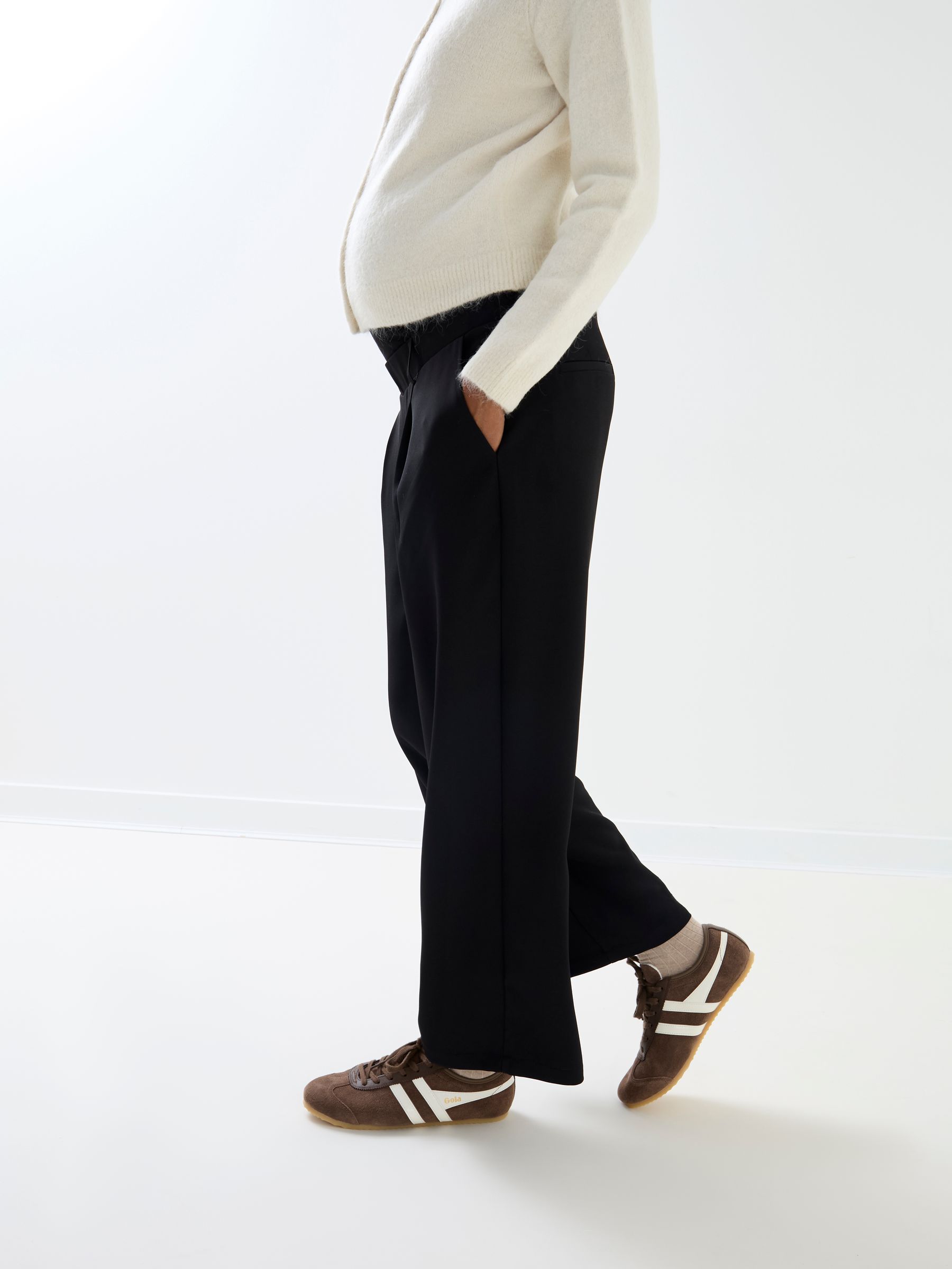 Black Wide Leg Twill Maternity Trousers - Image 2 of 5