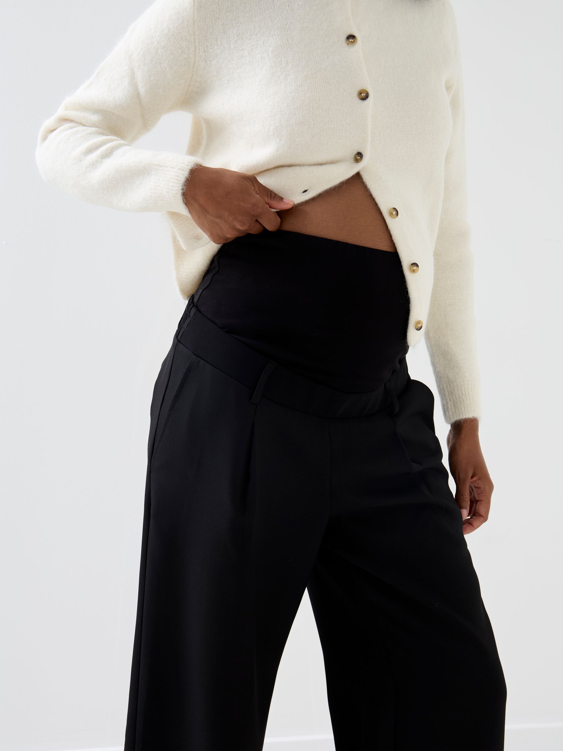 Black Wide Leg Twill Maternity Trousers - Image 4 of 5