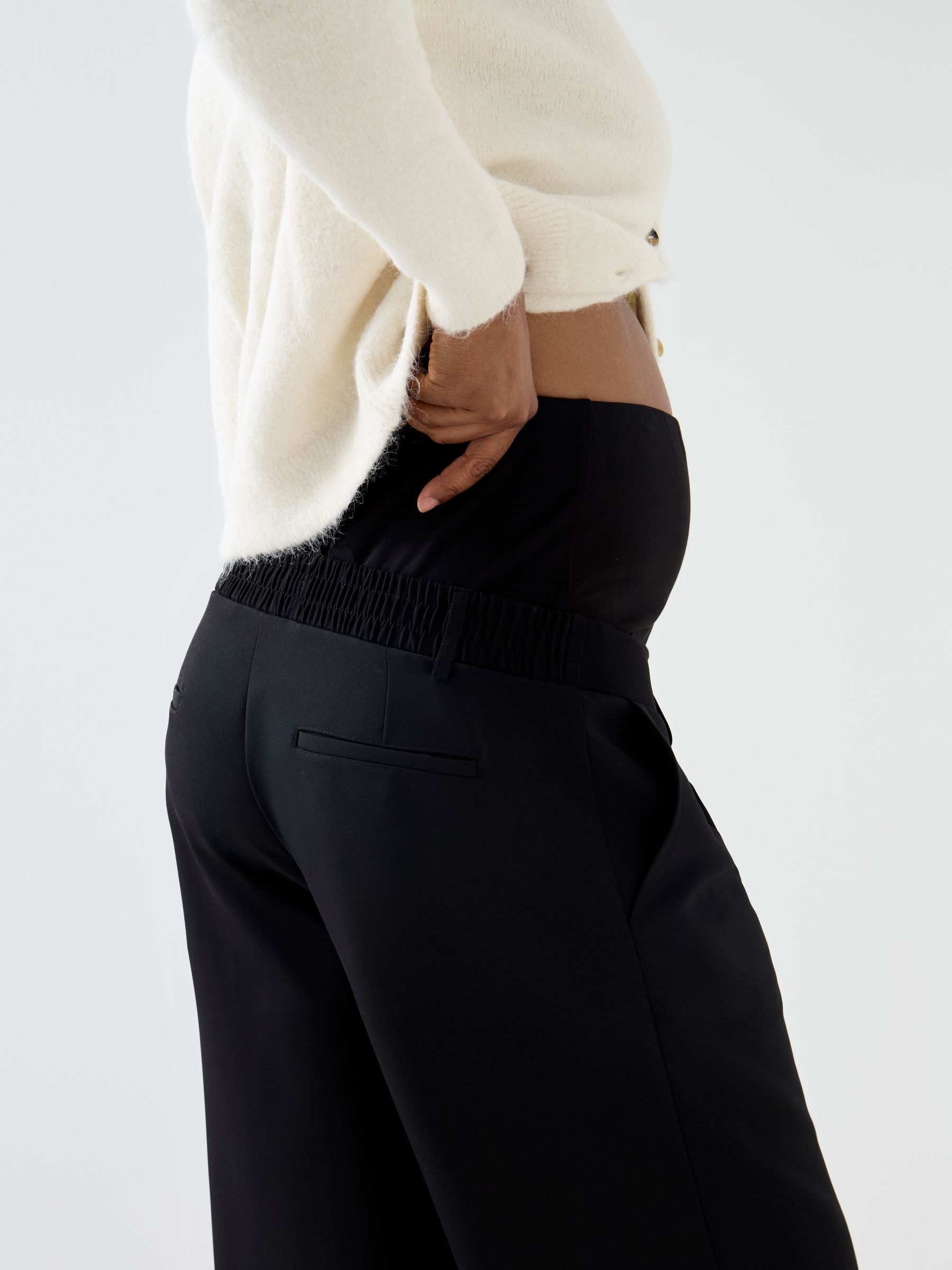 Black Wide Leg Twill Maternity Trousers - Image 5 of 5 Black Wide Leg Twill Maternity Trousers - Image 5 of 5