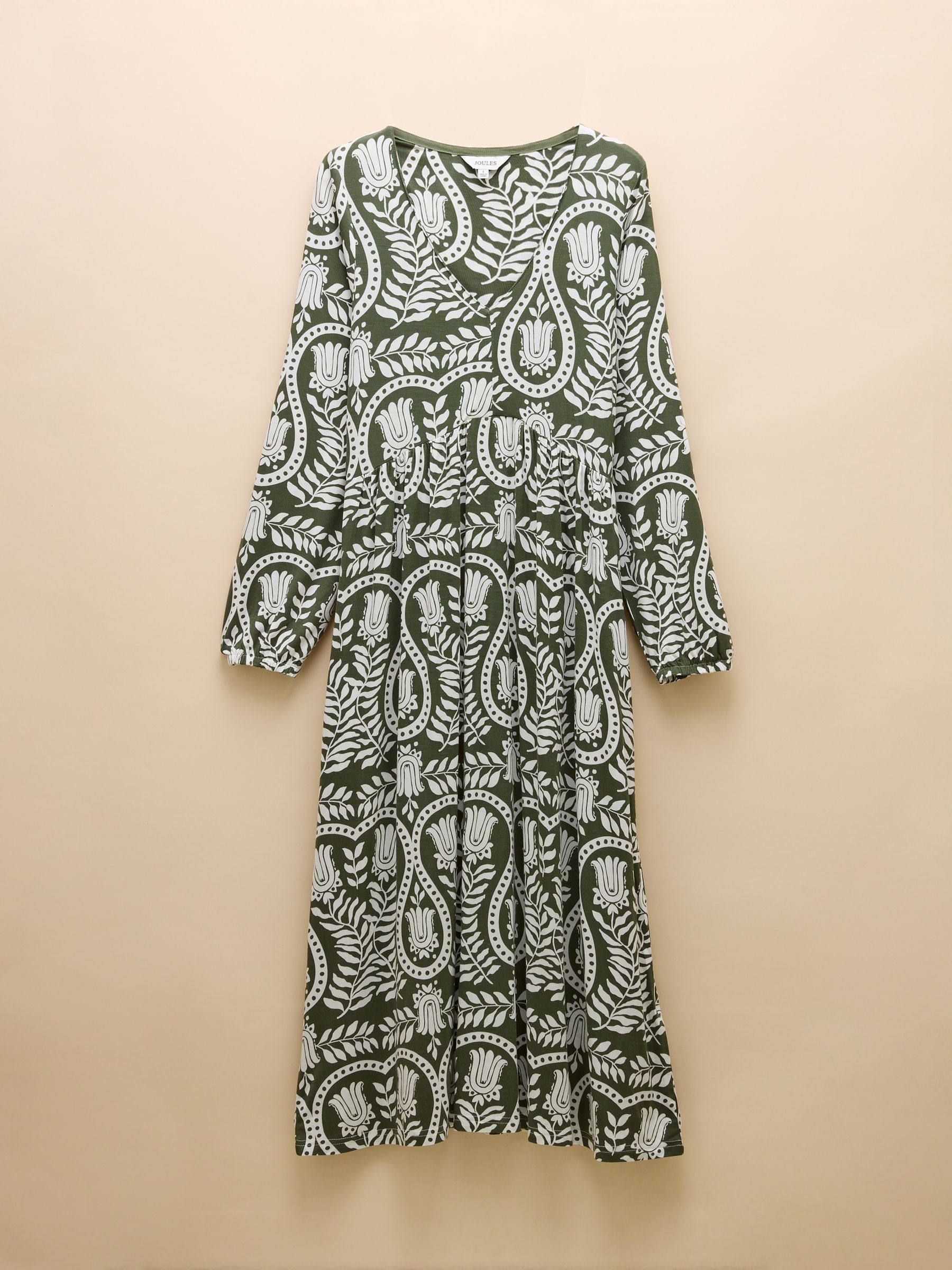 Nia Khaki Green V-Neck Long Sleeve Midaxi Dress - Image 6 of 6