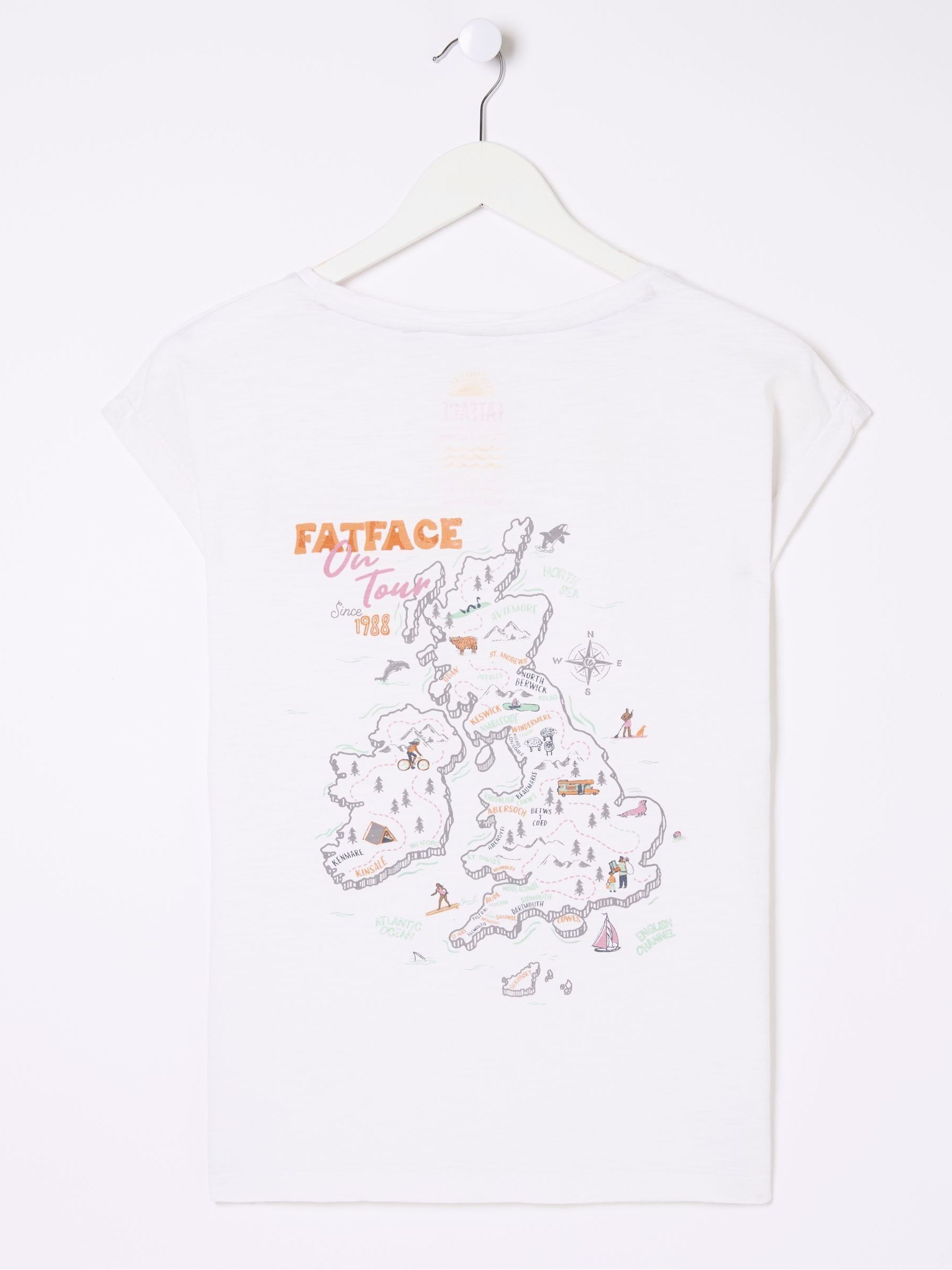 Aloa White Uk Map 100% Cotton T-Shirt - Image 2 of 2