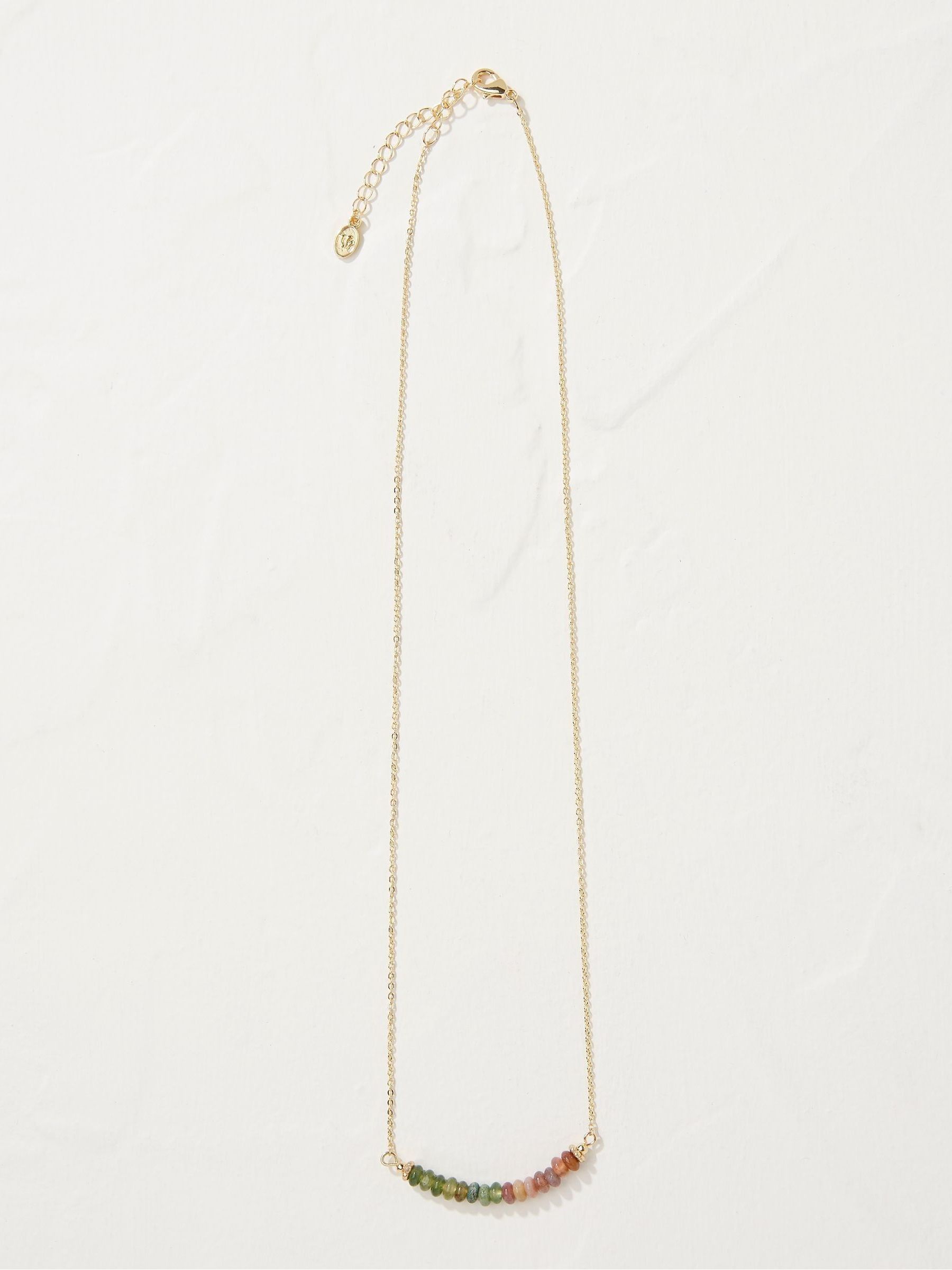 Gold Semi Precious Disc Necklace - Image 2 of 2 Gold Semi Precious Disc Necklace - Image 2 of 2