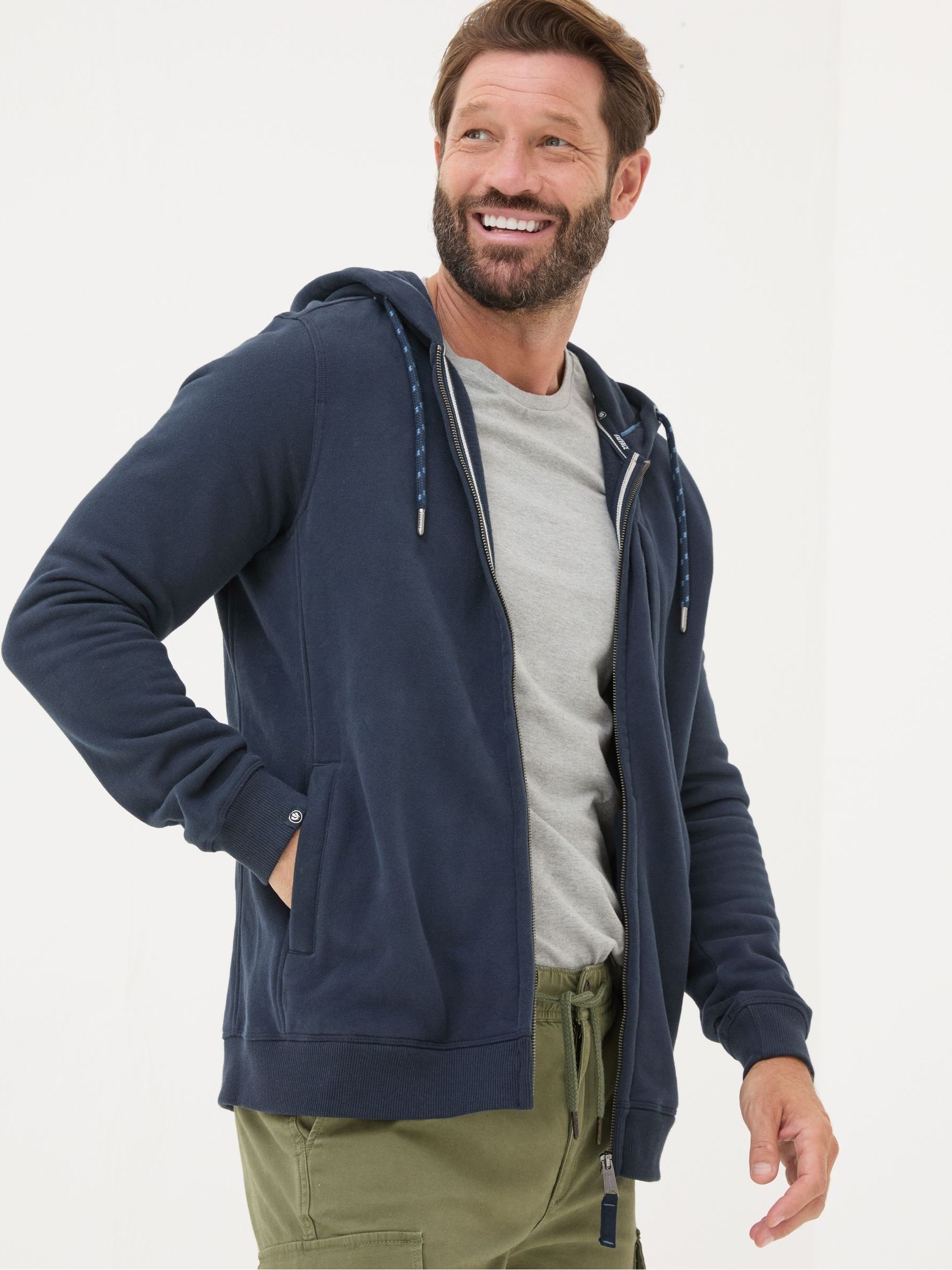 Brooke Navy Blue Zip Through Hoodie - Image 1 of 6 Brooke Navy Blue Zip Through Hoodie - Image 1 of 6