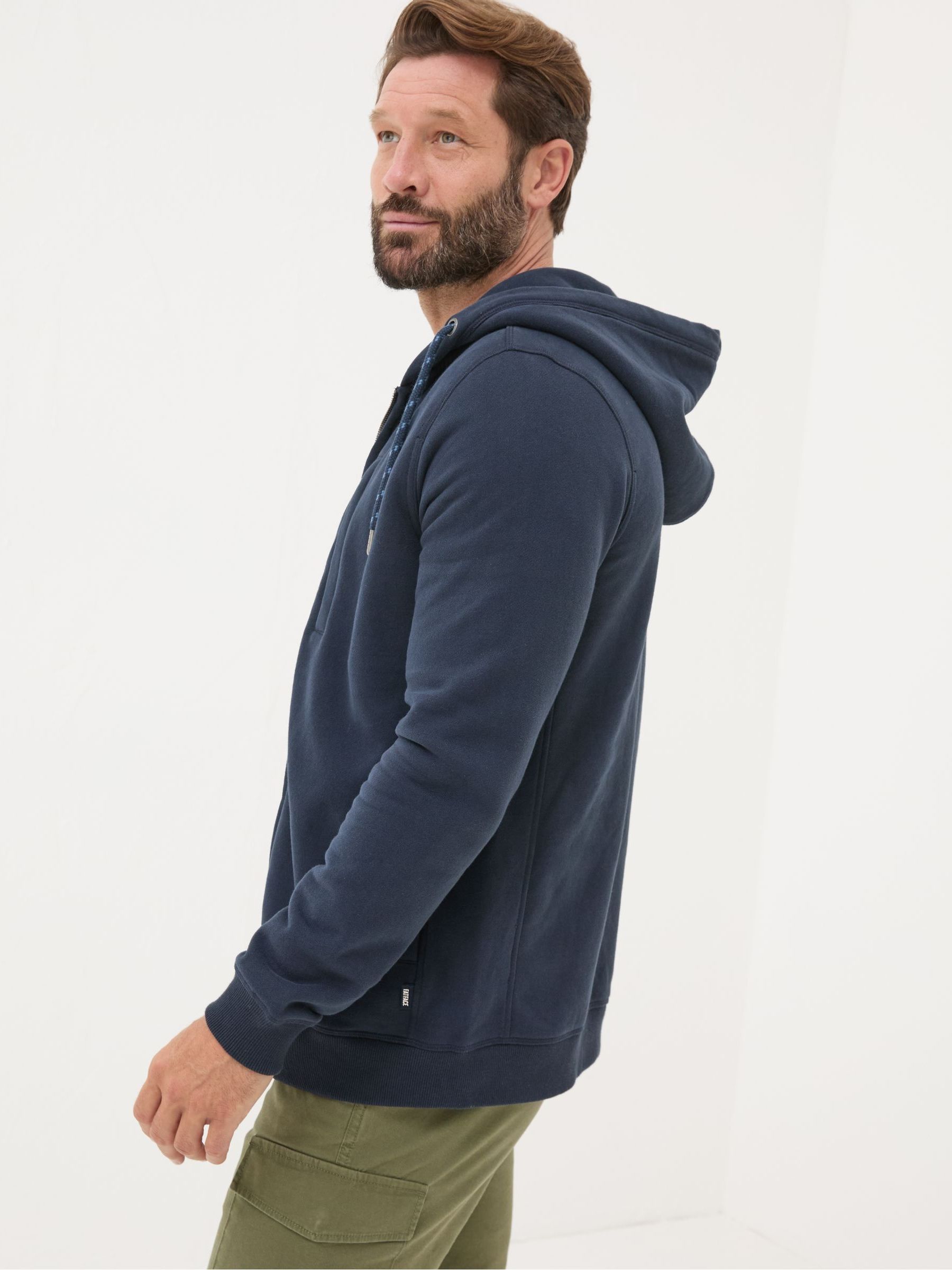 Brooke Navy Blue Zip Through Hoodie | FatFace