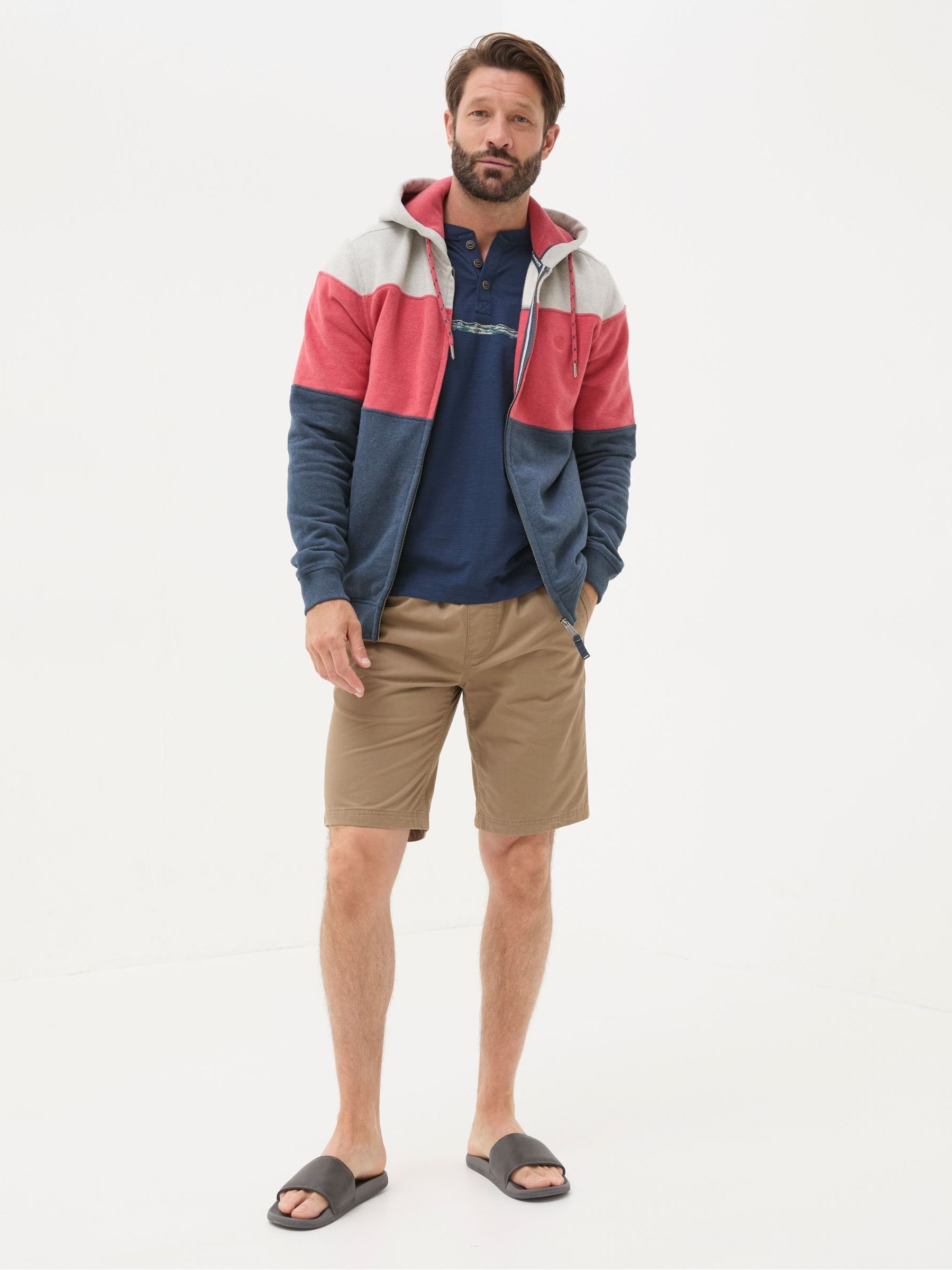 Brooke Red Cut And Sew Zip Through 100% Cotton Hoodie - Image 3 of 7