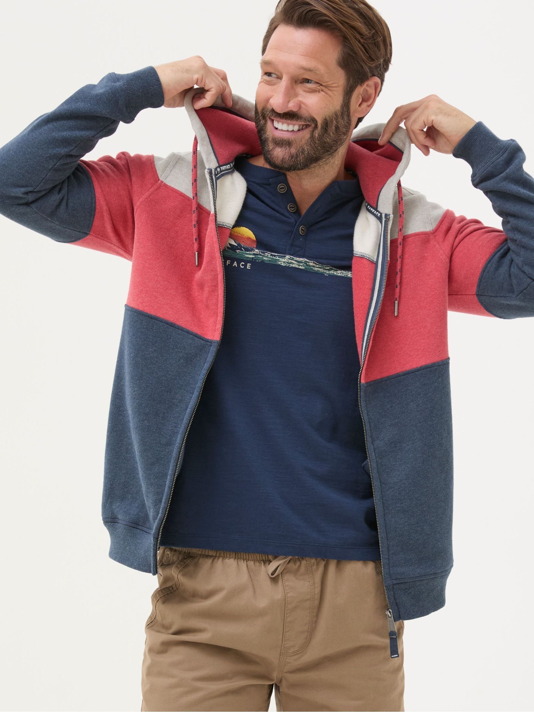 Brooke Red Cut And Sew Zip Through 100% Cotton Hoodie - Image 4 of 7