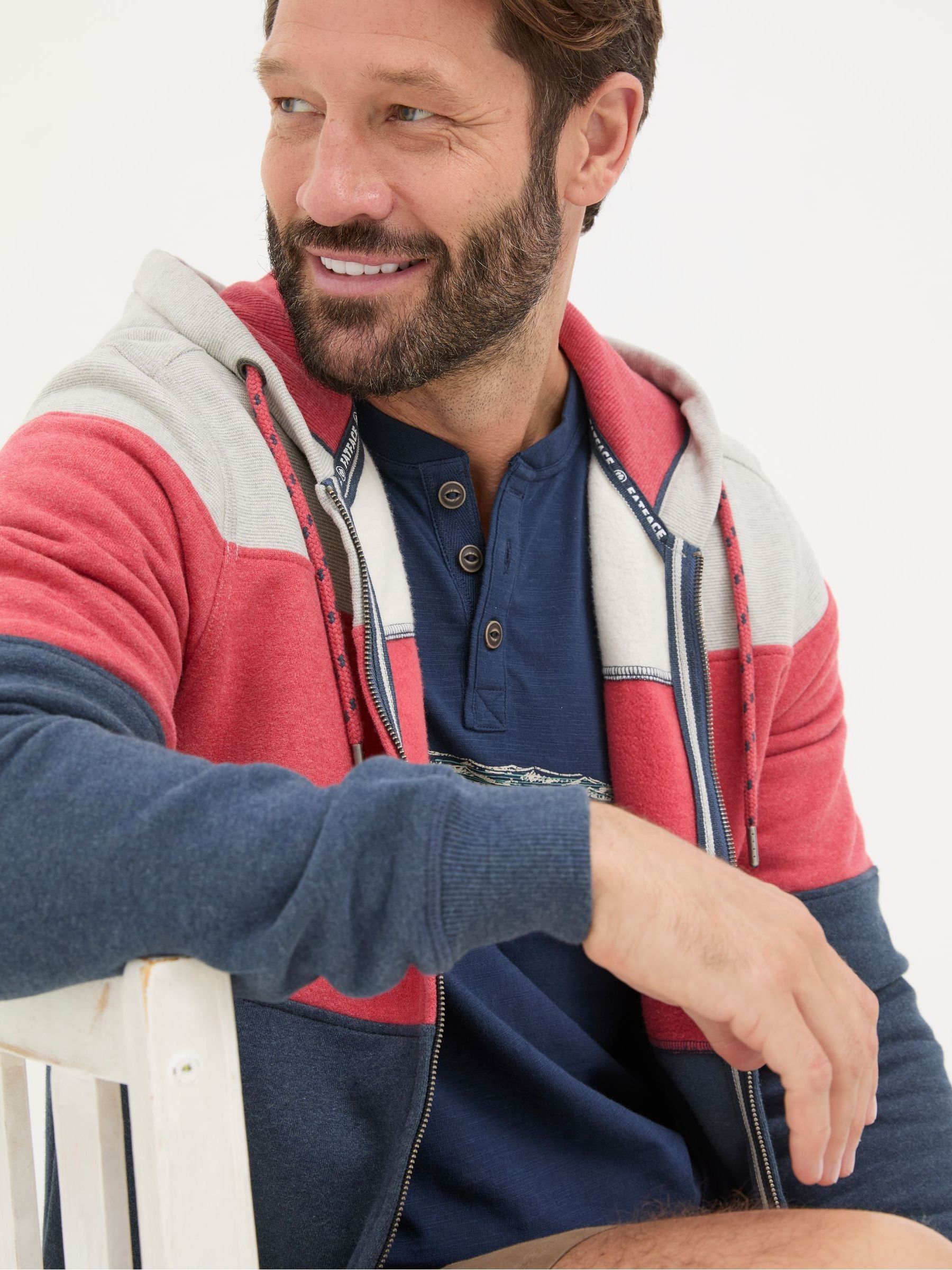 Brooke Red Cut And Sew Zip Through 100% Cotton Hoodie - Image 5 of 7