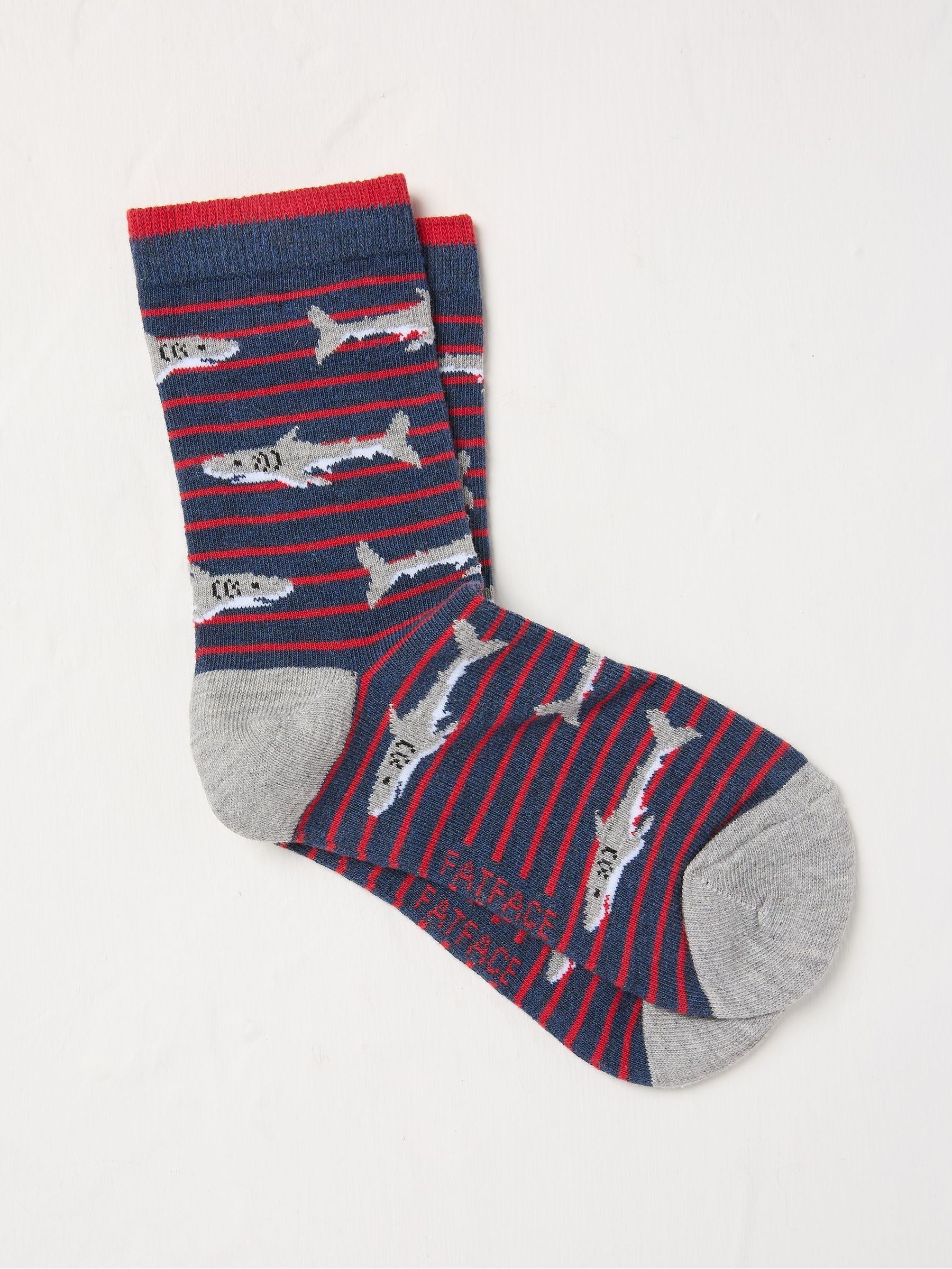 Navy Blue Shark Kids' Socks 1 Pack - Image 1 of 1 Navy Blue Shark Kids' Socks 1 Pack - Image 1 of 1