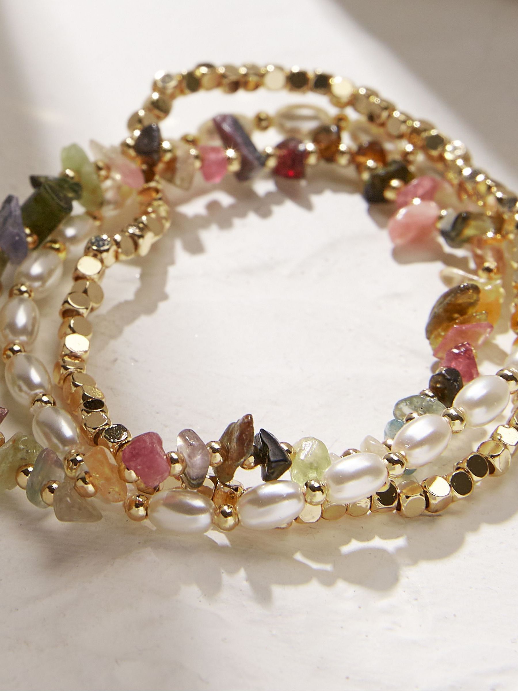 Semi Multi Precious Stretch Bracelet - Image 1 of 3