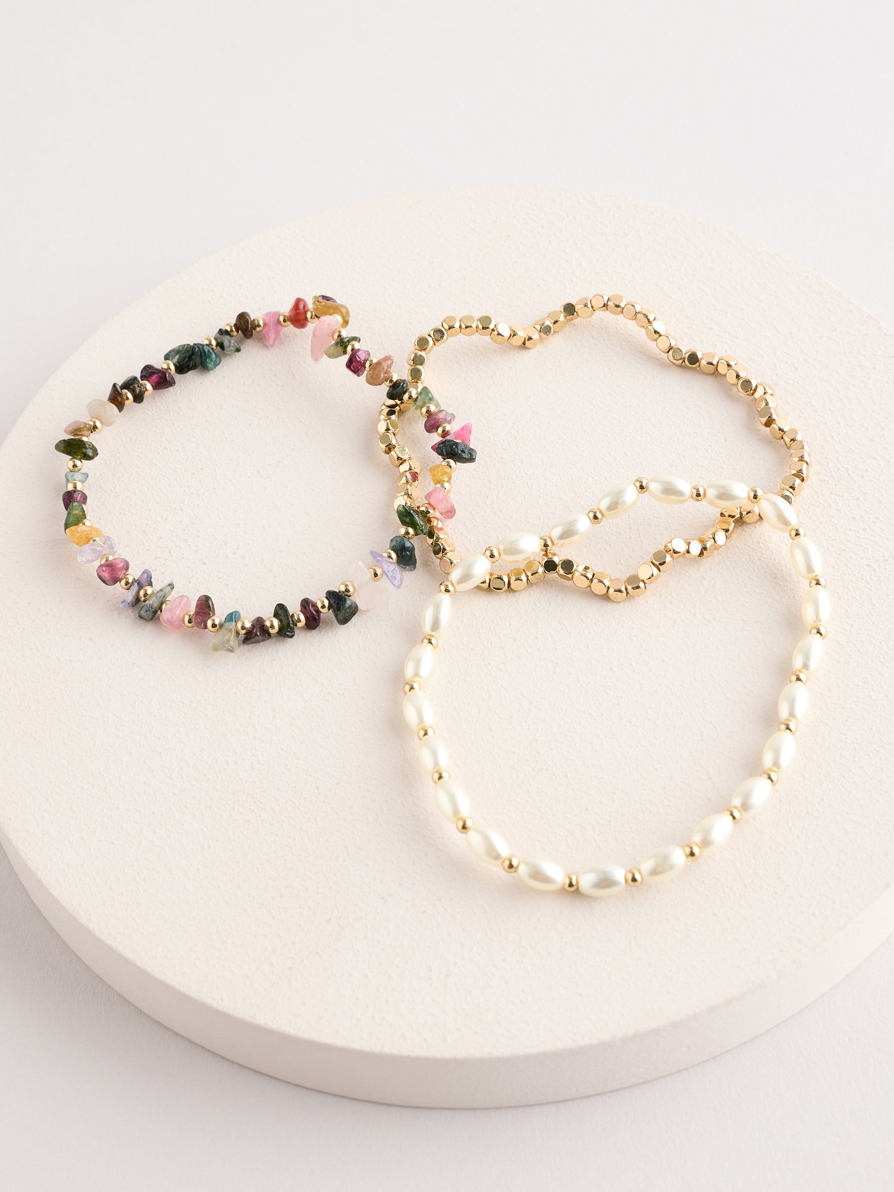 Semi Multi Precious Stretch Bracelet - Image 3 of 3 Semi Multi Precious Stretch Bracelet - Image 3 of 3