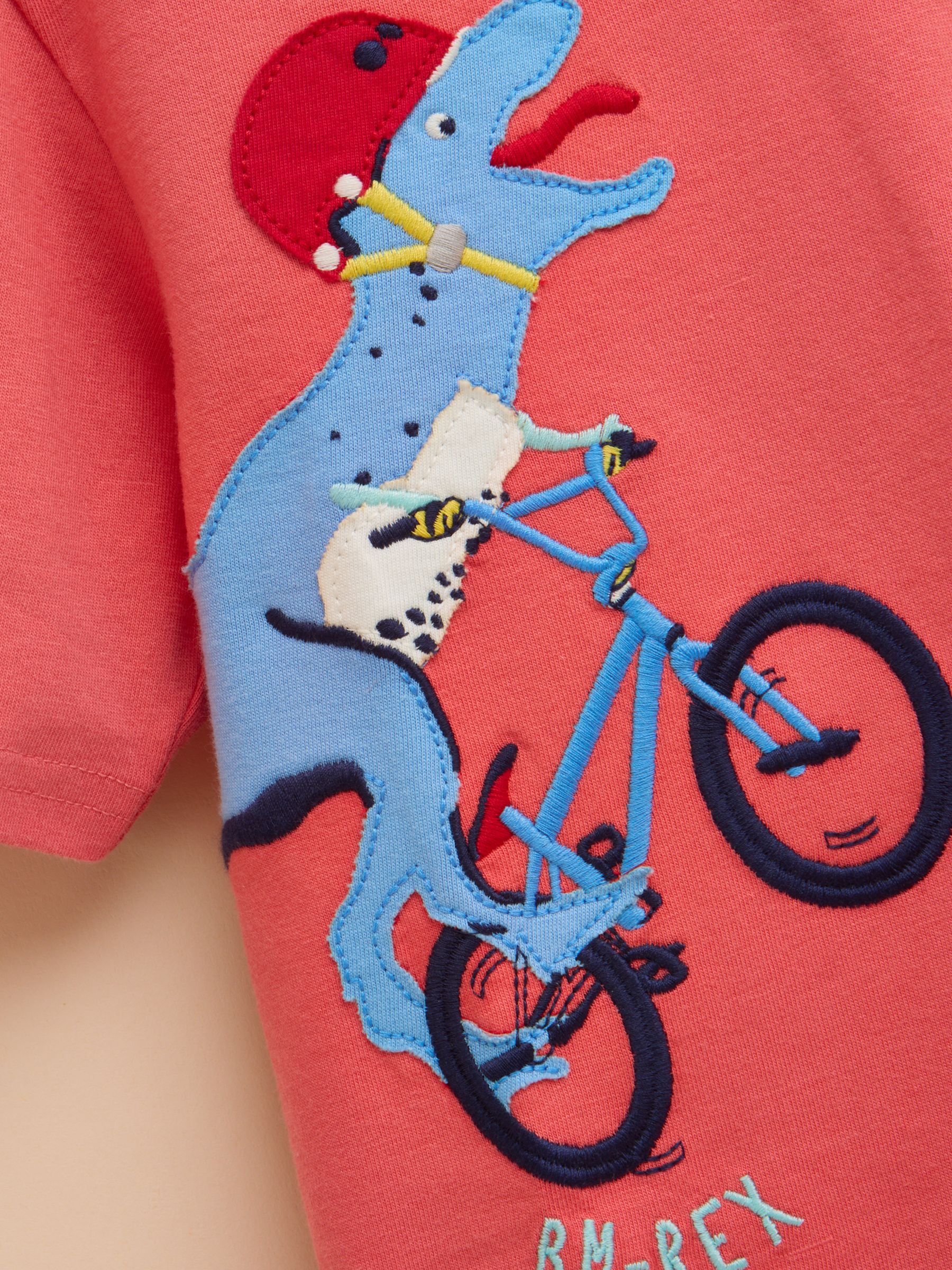 Archie Red Cotton Short Sleeve Applique T-Shirt - Image 3 of 4