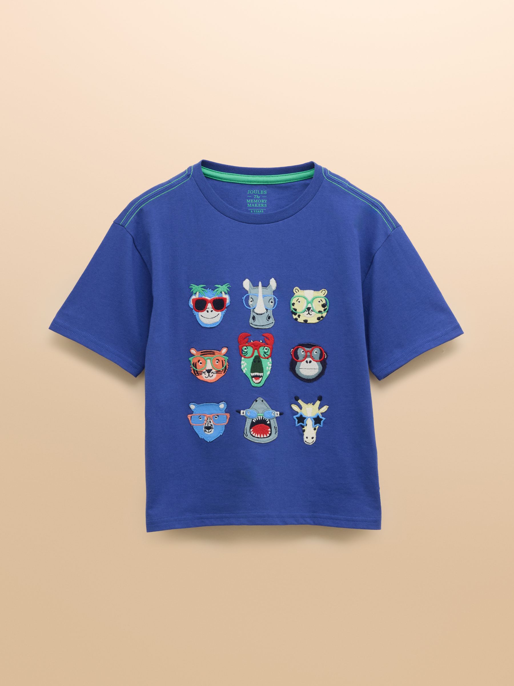 Archie Blue Cotton Short Sleeve Applique T-Shirt - Image 1 of 4