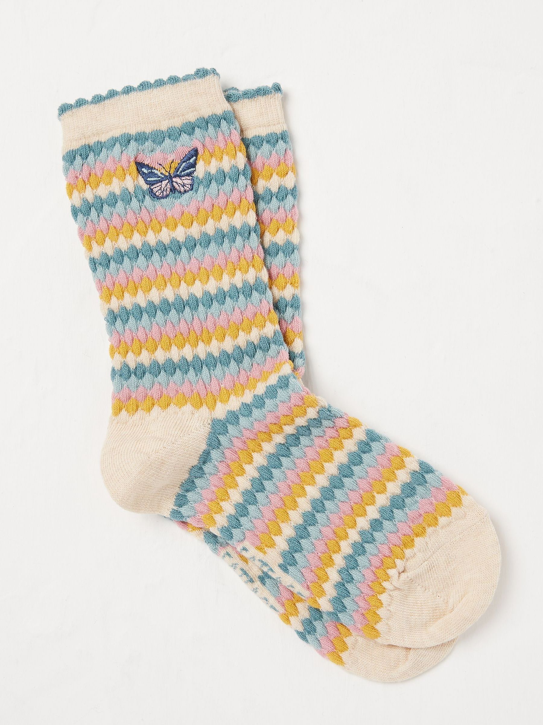 Natural Textured Butterfly Socks 1 Pack - Image 1 of 1