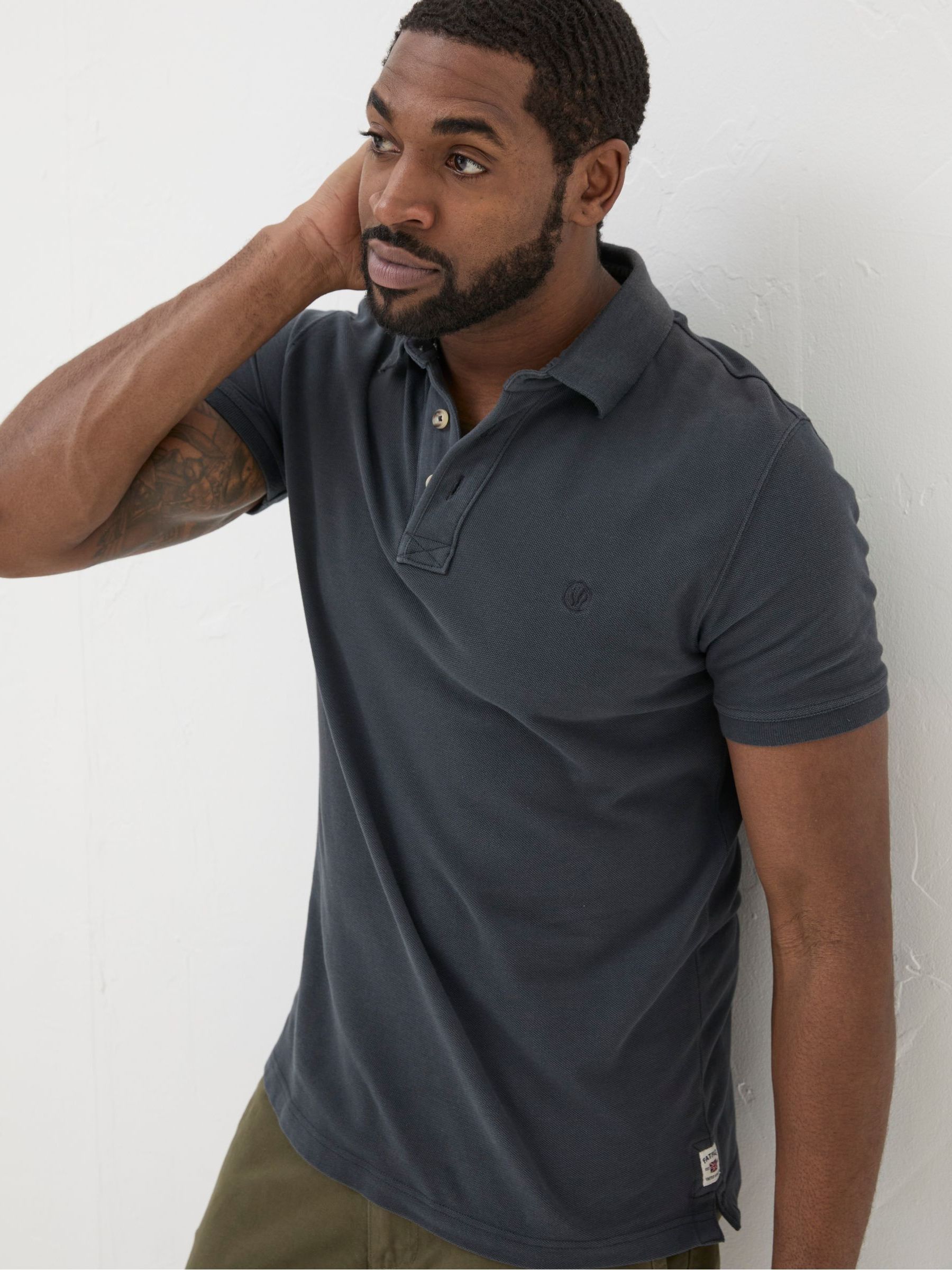Black 100% Cotton Cotton Pique Polo Shirt - Image 1 of 5 Black 100% Cotton Cotton Pique Polo Shirt - Image 1 of 5