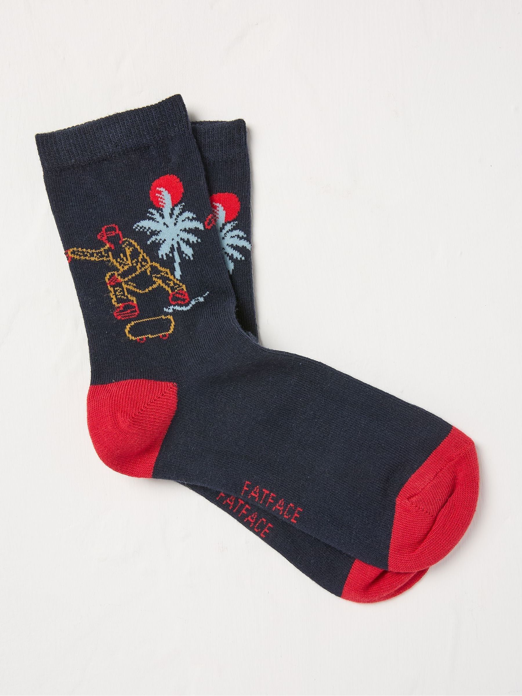 Navy & Red Skate Kids' Socks 1 Pack - Image 1 of 1 Navy & Red Skate Kids' Socks 1 Pack - Image 1 of 1