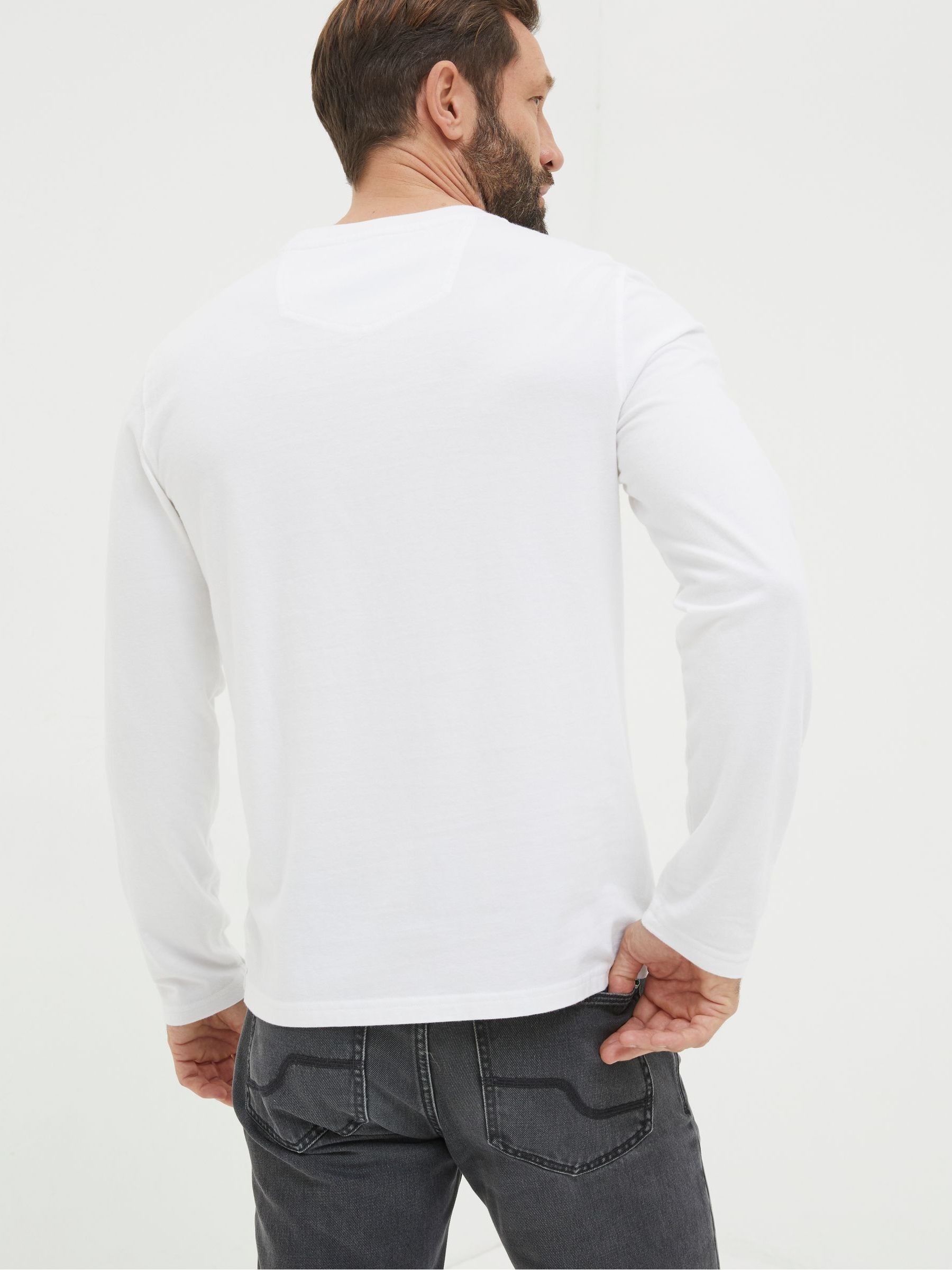 White Long Sleeve Lulworth Crew Neck T-Shirt - Image 2 of 4