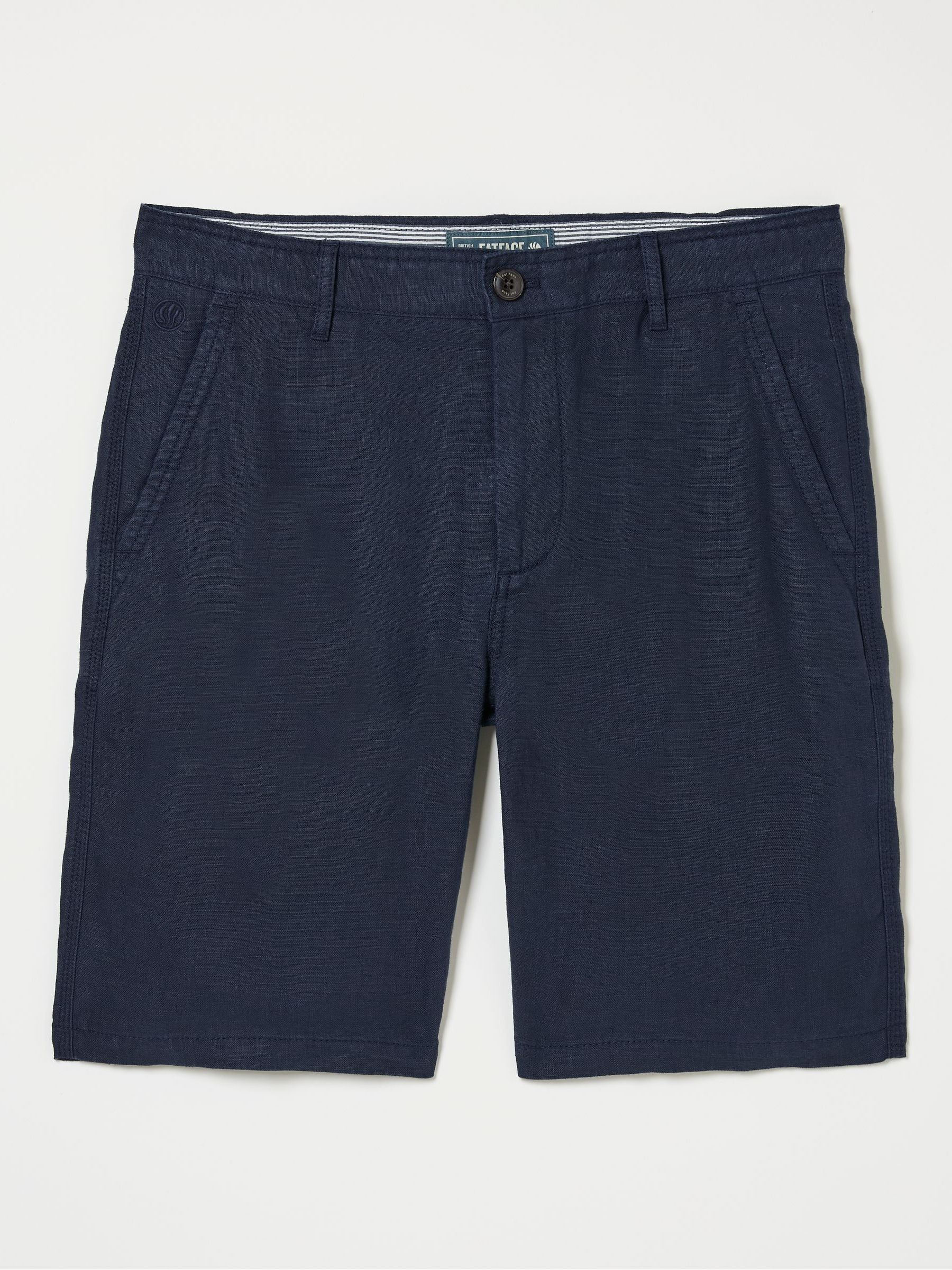 Blue Linen Flat Front Chino Shorts - Image 5 of 5 Blue Linen Flat Front Chino Shorts - Image 5 of 5