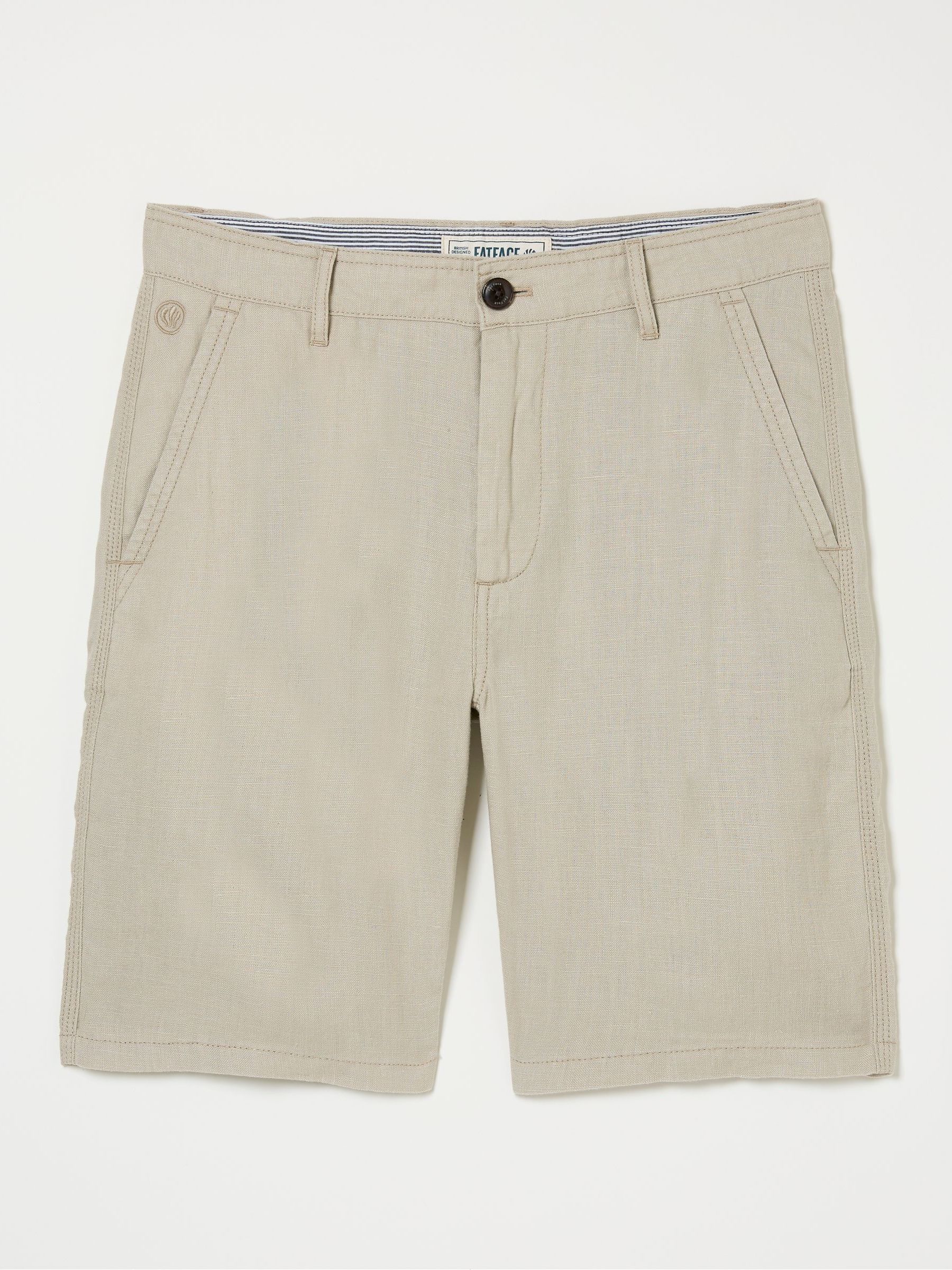 Stone Linen Flat Front Chino Shorts - Image 6 of 6 Stone Linen Flat Front Chino Shorts - Image 6 of 6