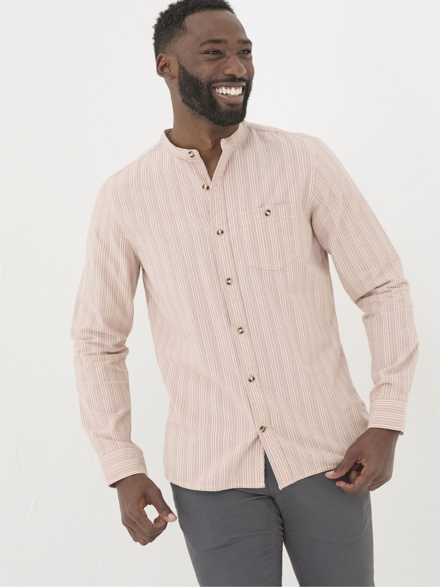 Pink Long Sleeve Stripe Grandad Shirt - Image 3 of 5