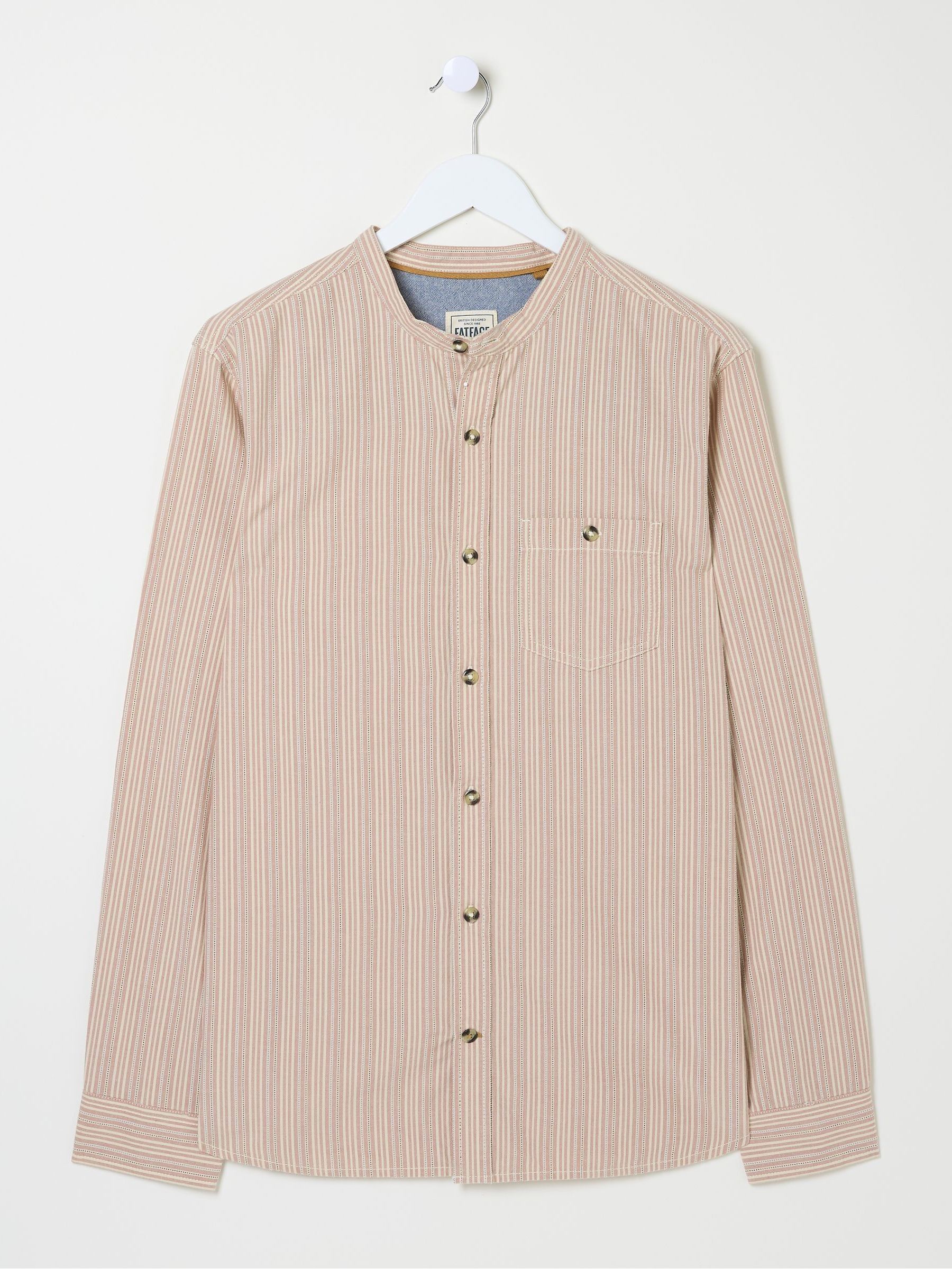 Pink Long Sleeve Stripe Grandad Shirt - Image 5 of 5