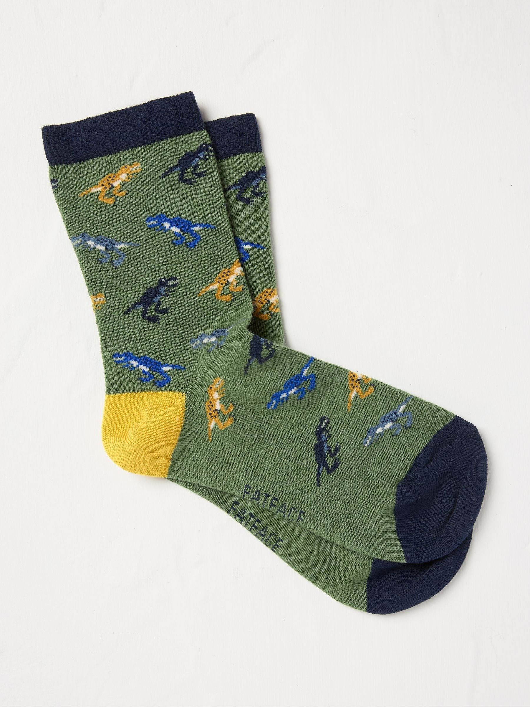 Khaki Green Dinosaurs Kids' Socks 1 Pack - Image 1 of 1