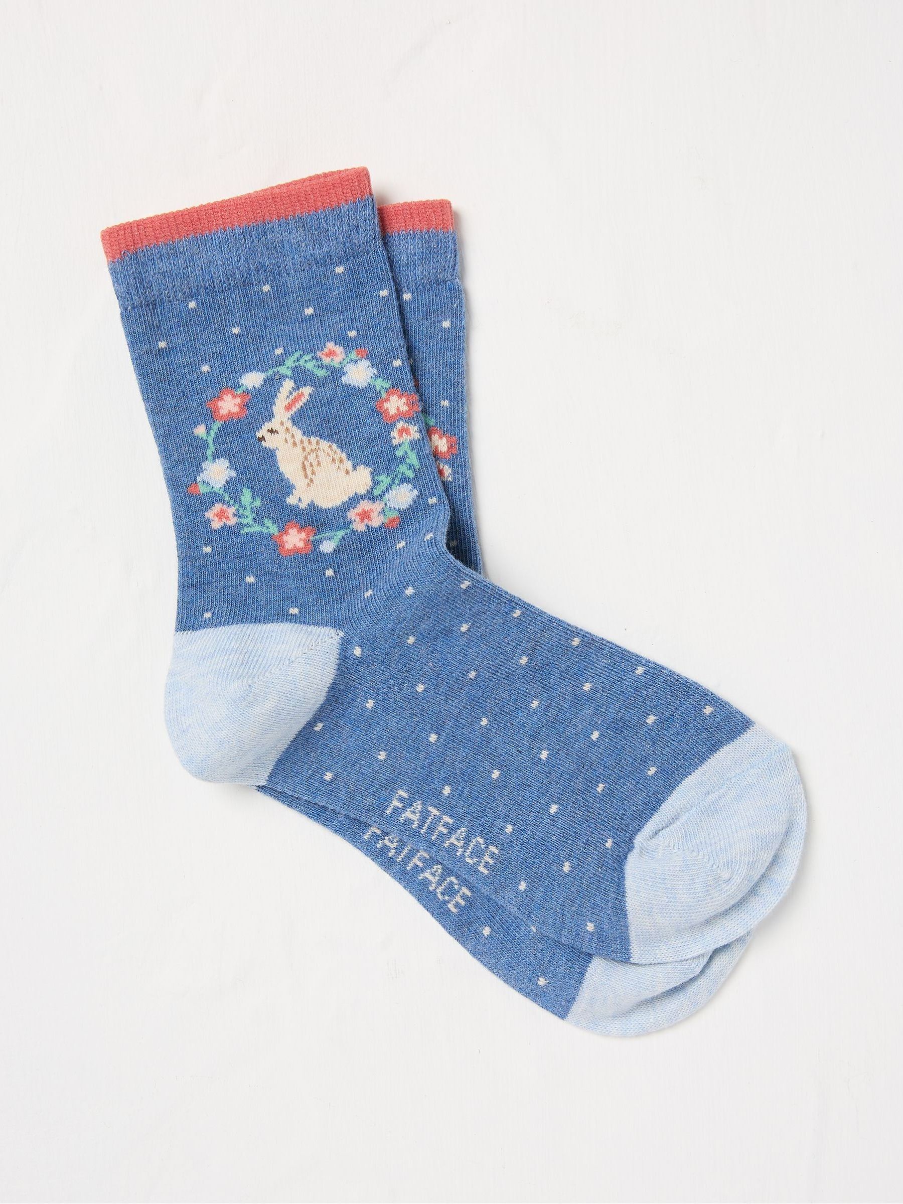 Light Blue Bunny Socks 1 Pack - Image 1 of 1 Light Blue Bunny Socks 1 Pack - Image 1 of 1