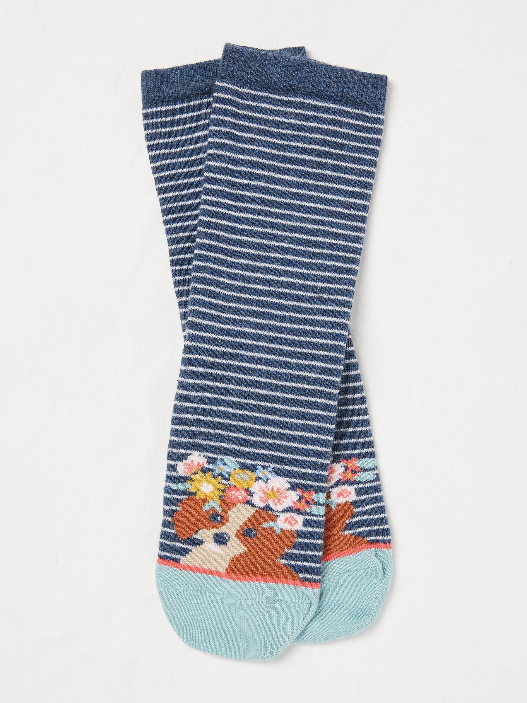 Navy Blue Floral Dog Kids' Socks 1 Pack - Image 1 of 1