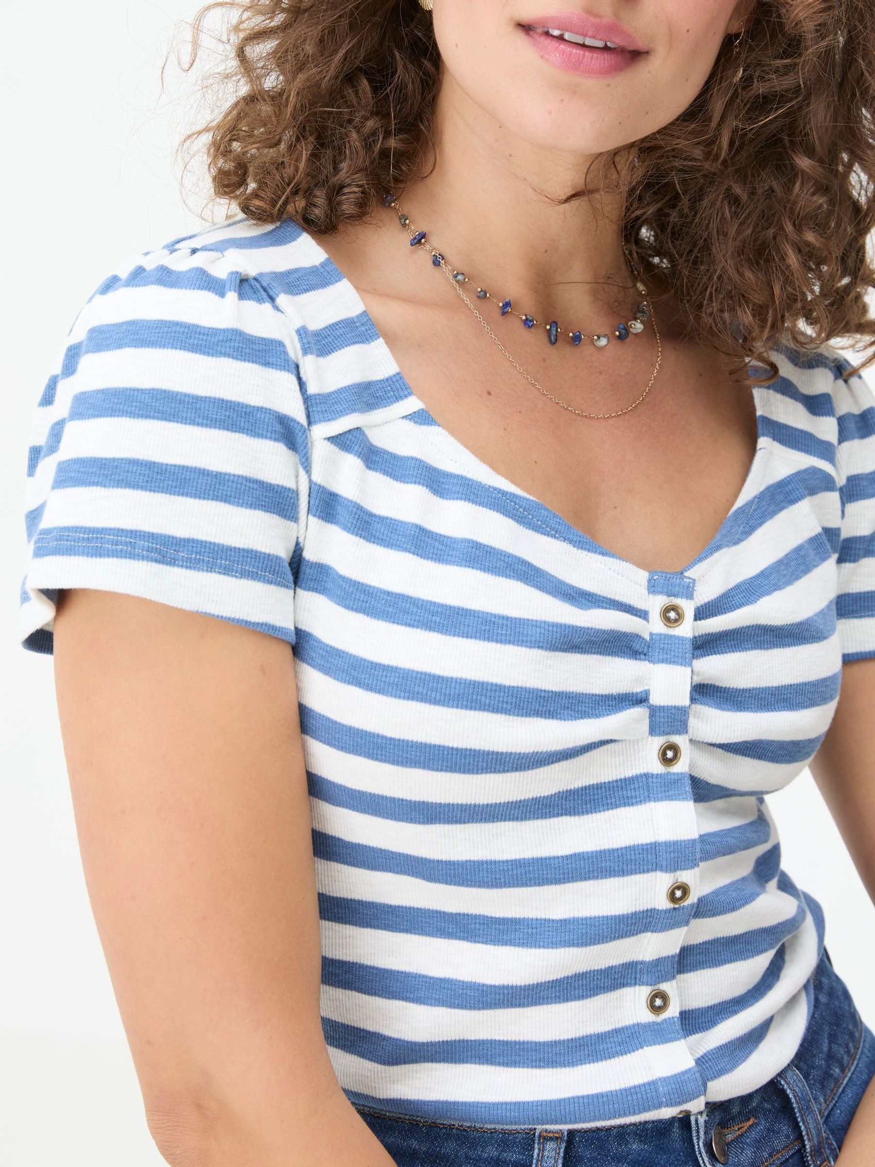 Carly Blue Short Sleeve Top - Image 4 of 5
