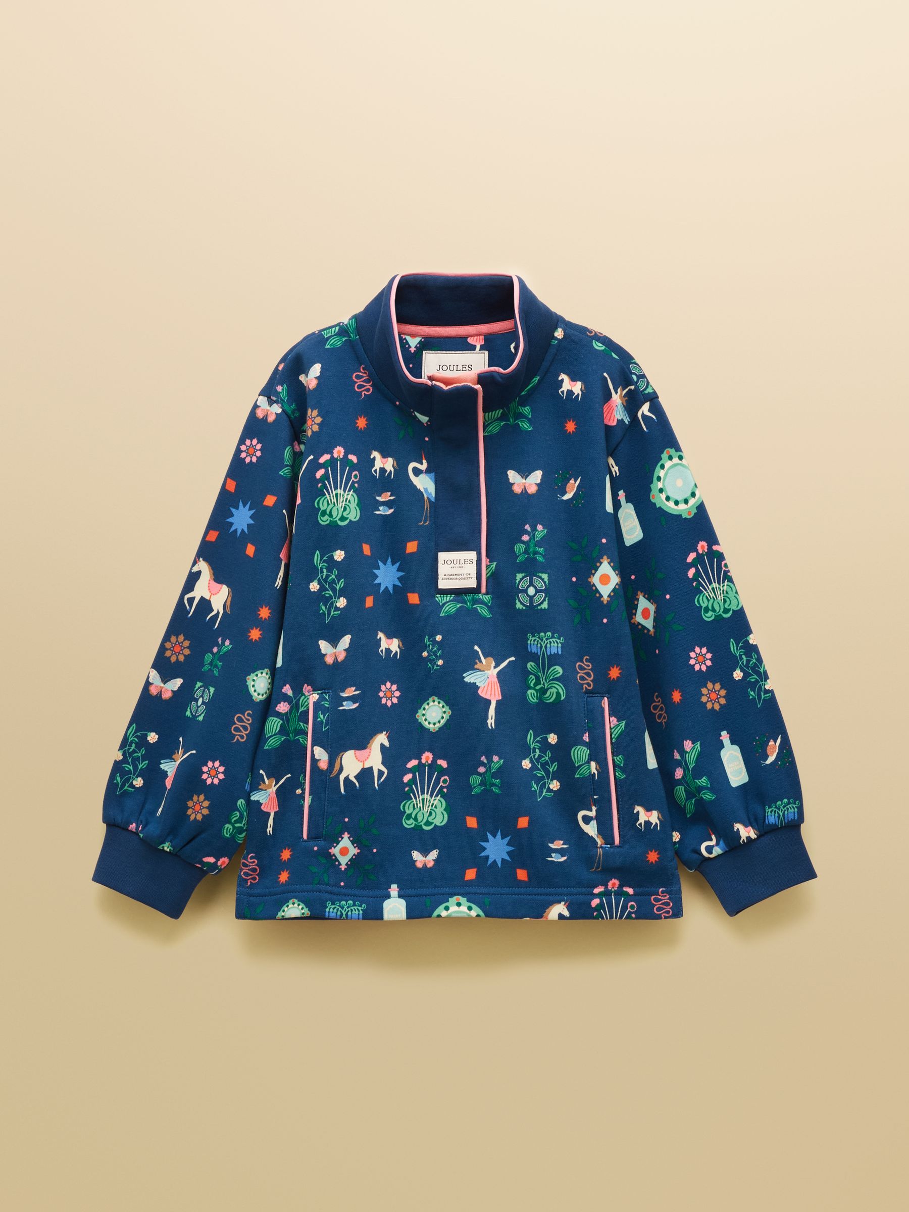 Girls' Burnham Navy Funnel Neck Sweatshirt - Image 4 of 7