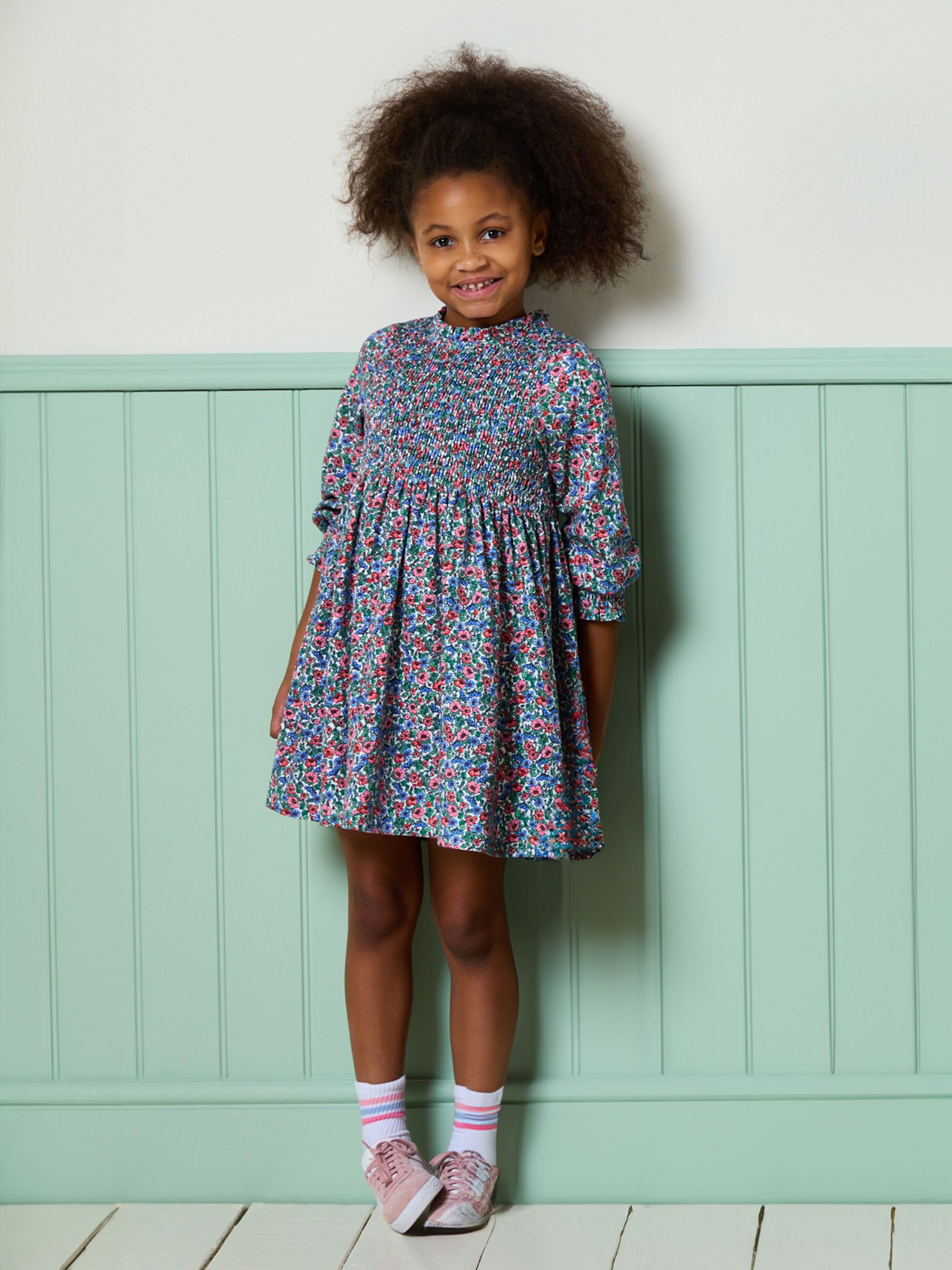 Girls' Gracie Blue Floral Printed Jersey Dress - Image 1 of 6