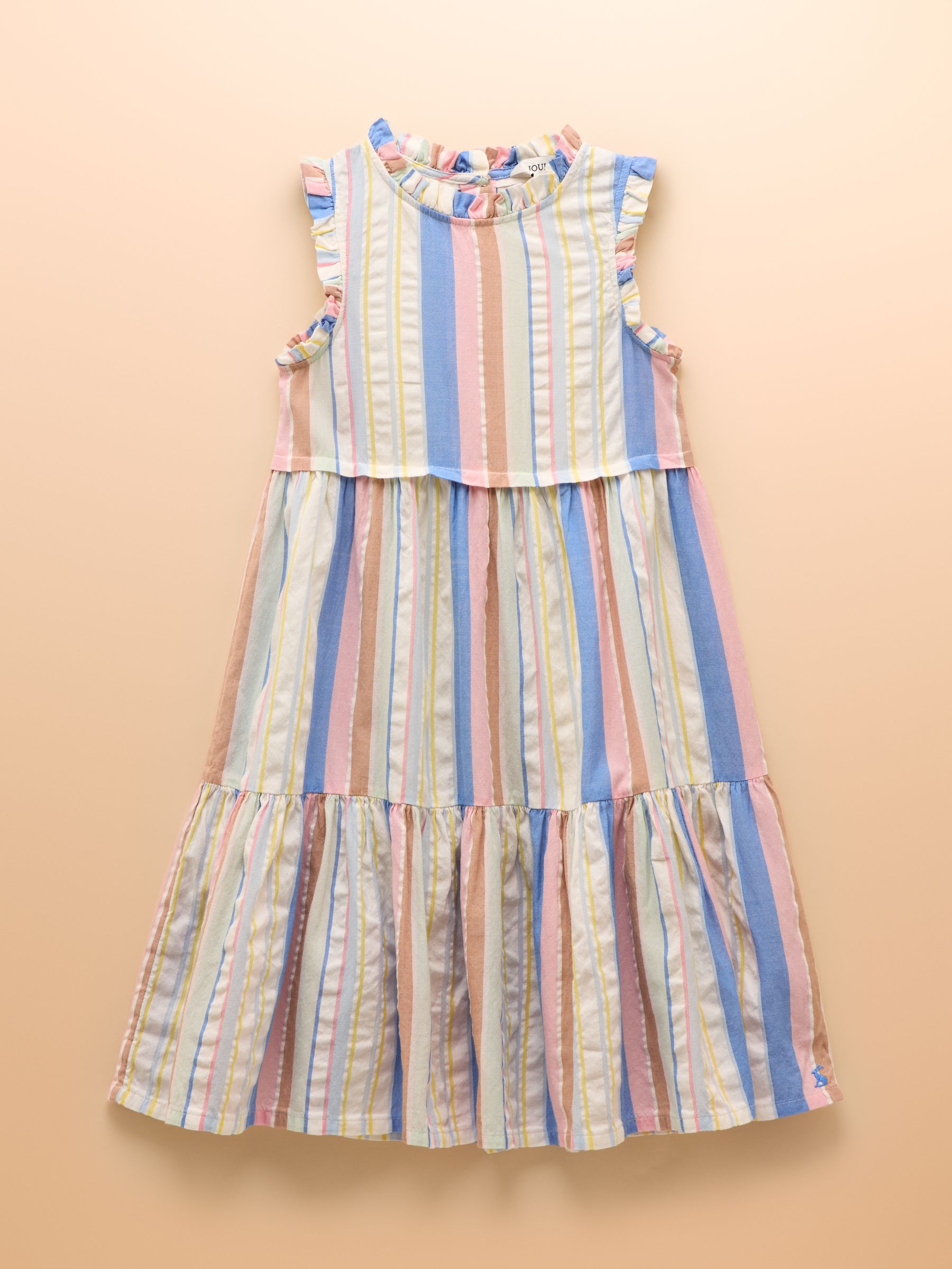 Poppie Blue & Pink Woven Midi Dress - Image 1 of 4