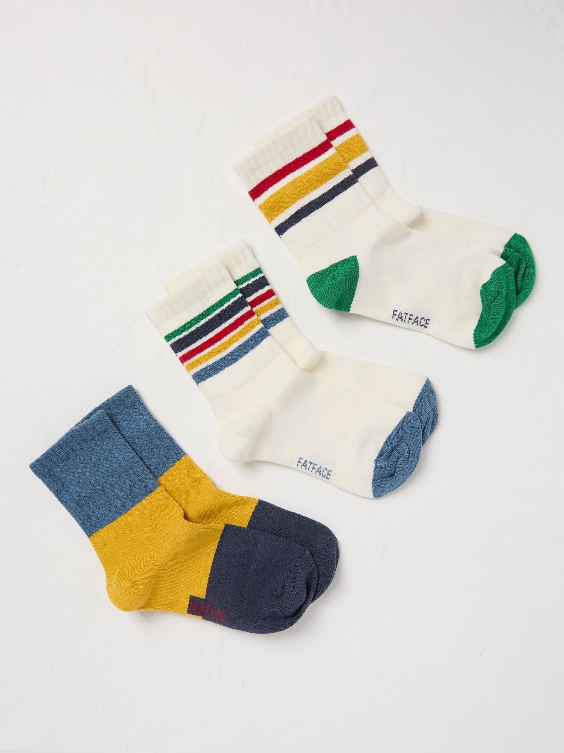 3 Pack Stripe Sock White/Blue Stripe Sport Socks 3 Pack - Image 2 of 2