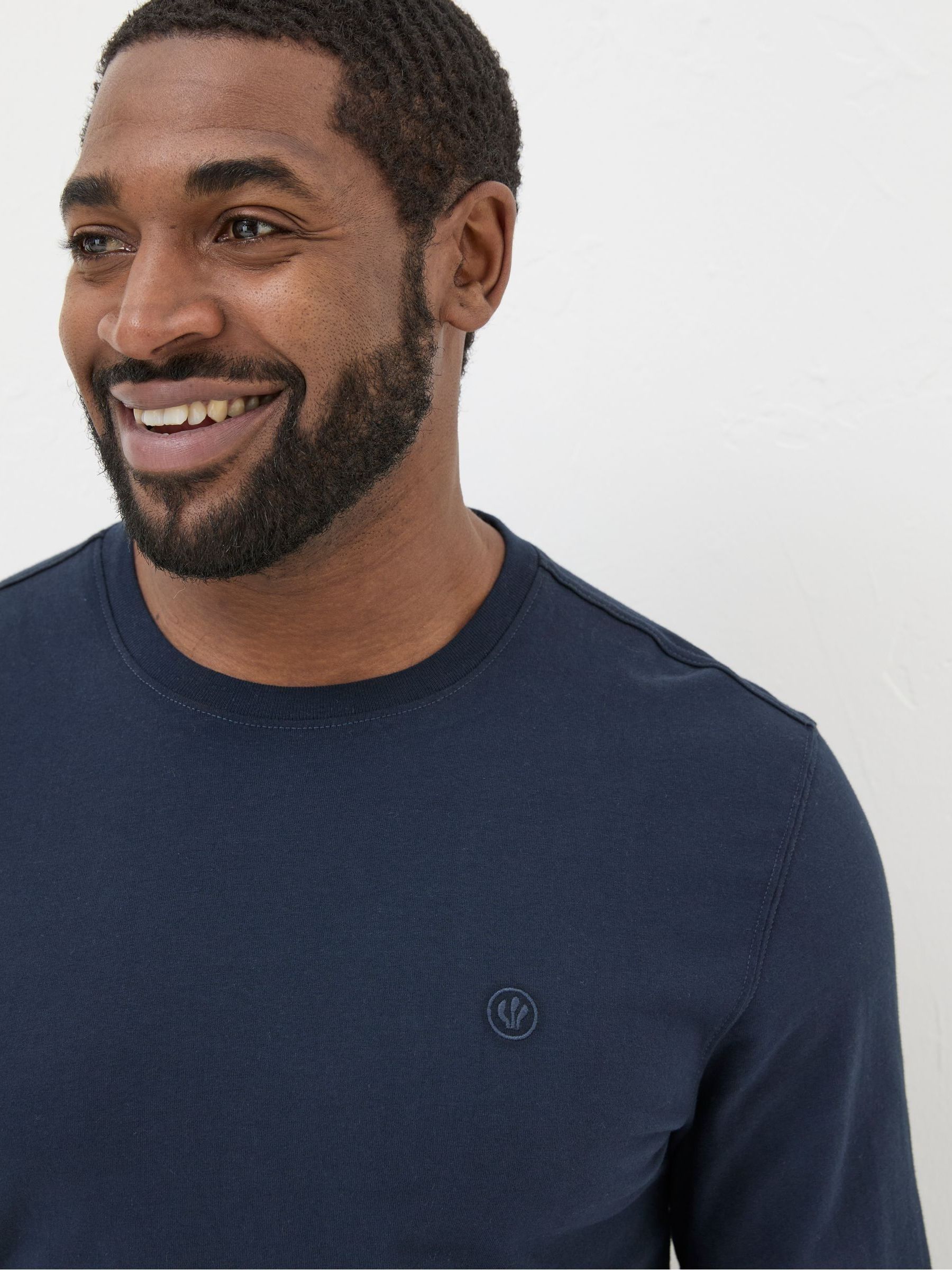 Navy Blue Long Sleeve Lulworth Crew Neck T-Shirt - Image 4 of 5