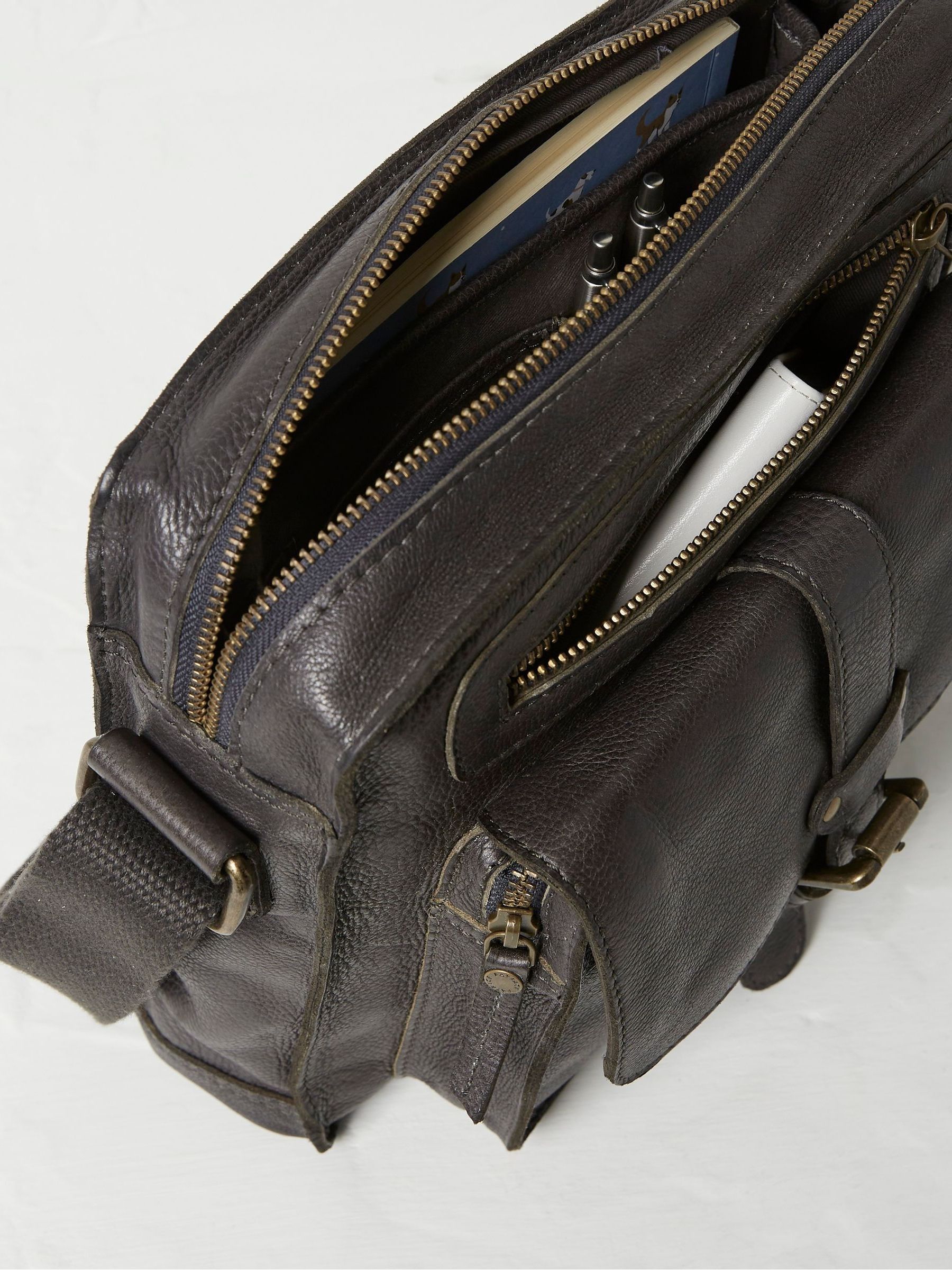 Bramdean Grey Leather Crossbody Bag - Image 2 of 2