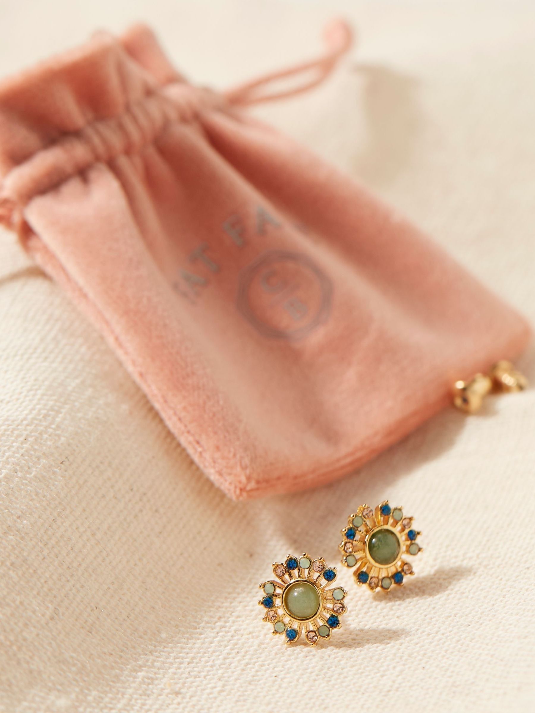 Gold Tone Copper & Black Multi Gem Disc Studs Earrings - Image 2 of 2