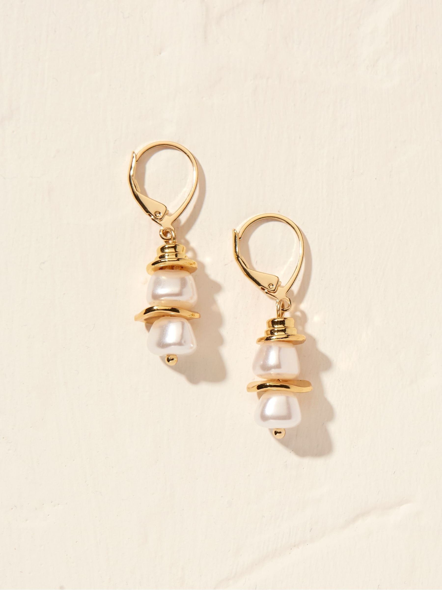 Gold Tone Copper & Black Double Drop Pearl Earrings - Image 1 of 2 Gold Tone Copper & Black Double Drop Pearl Earrings - Image 1 of 2