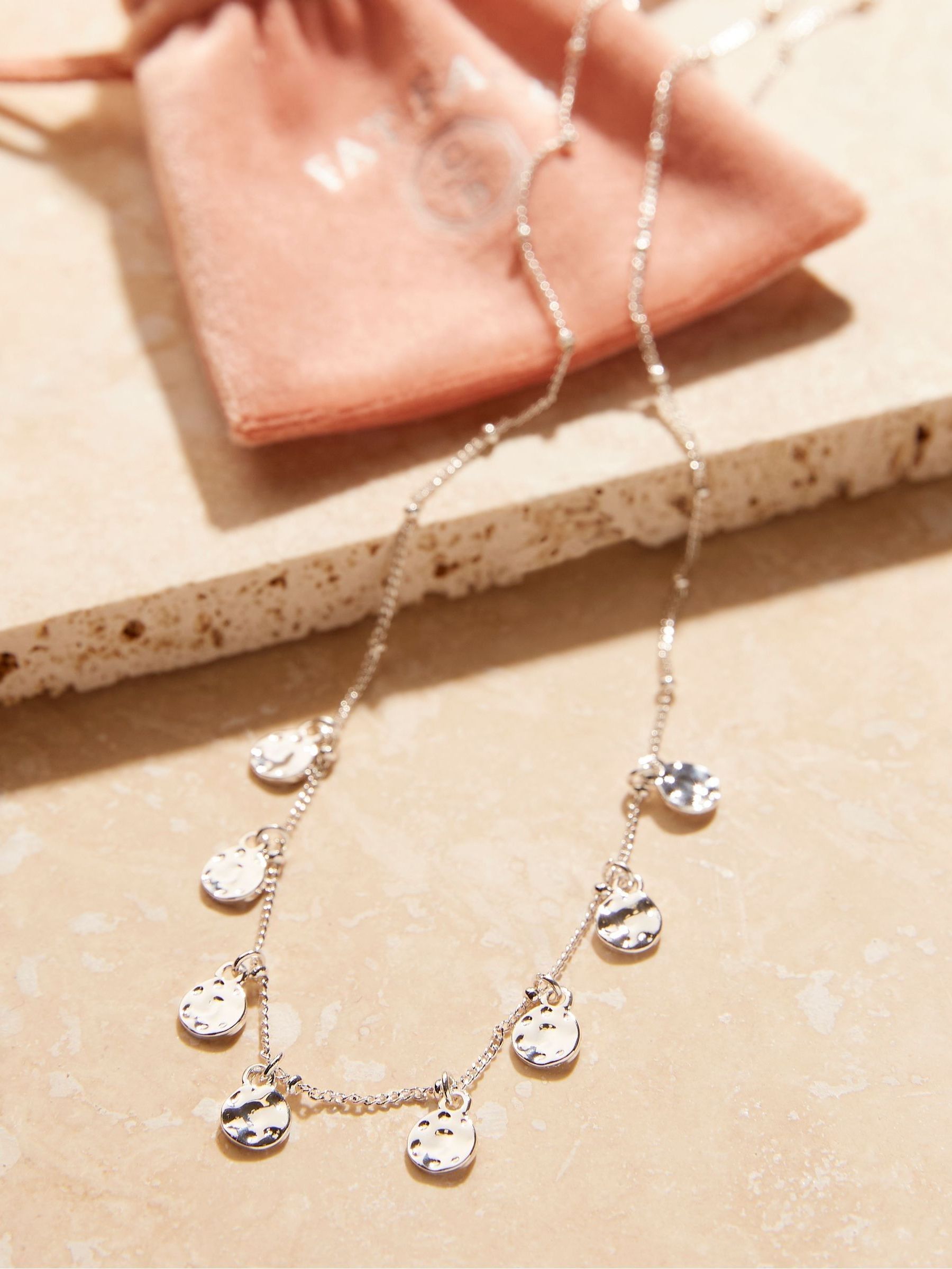 Silver Hammered Pendants Necklace - Image 1 of 3