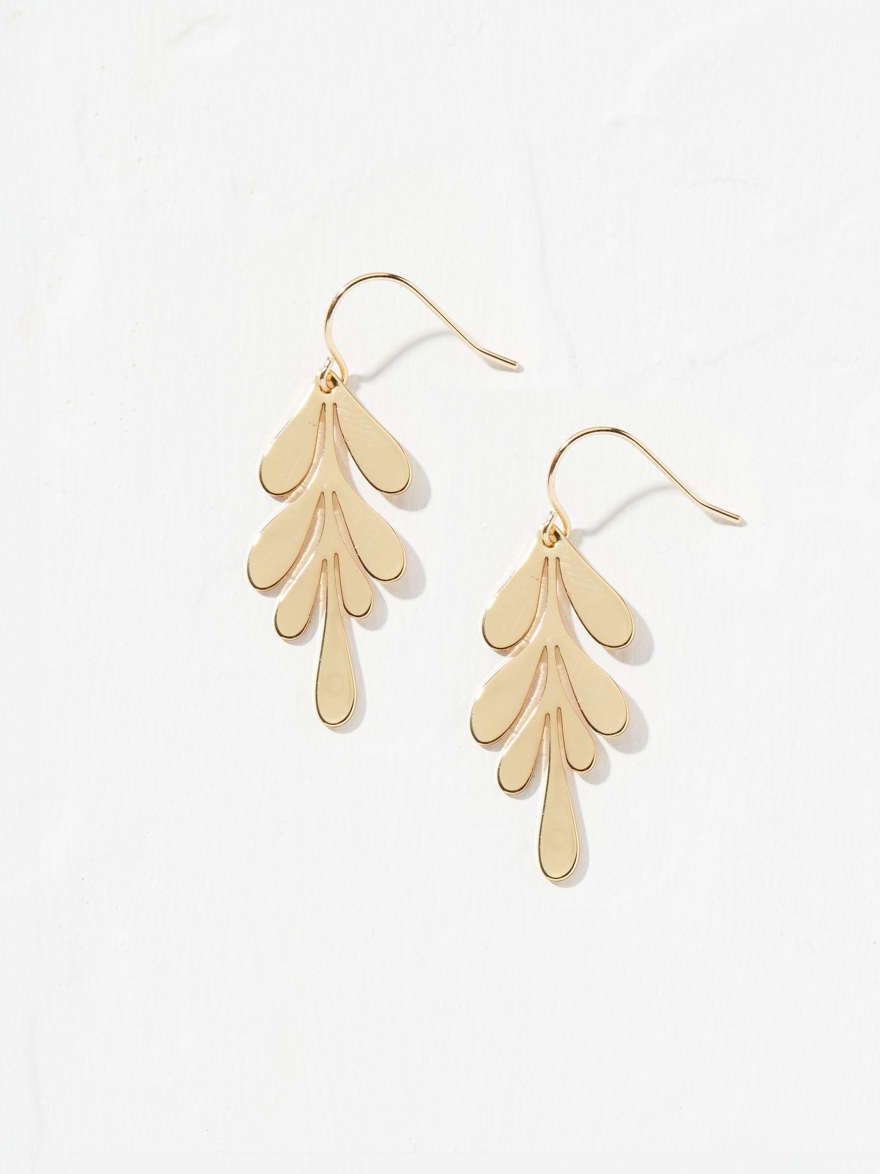 Gold Tone Copper & Black Leaf Drop Earrings - Image 1 of 2