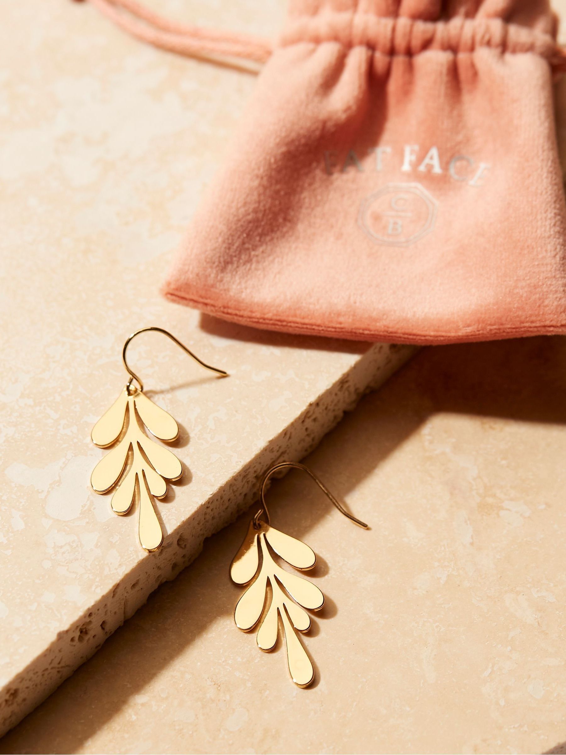 Gold Tone Copper & Black Leaf Drop Earrings - Image 2 of 2