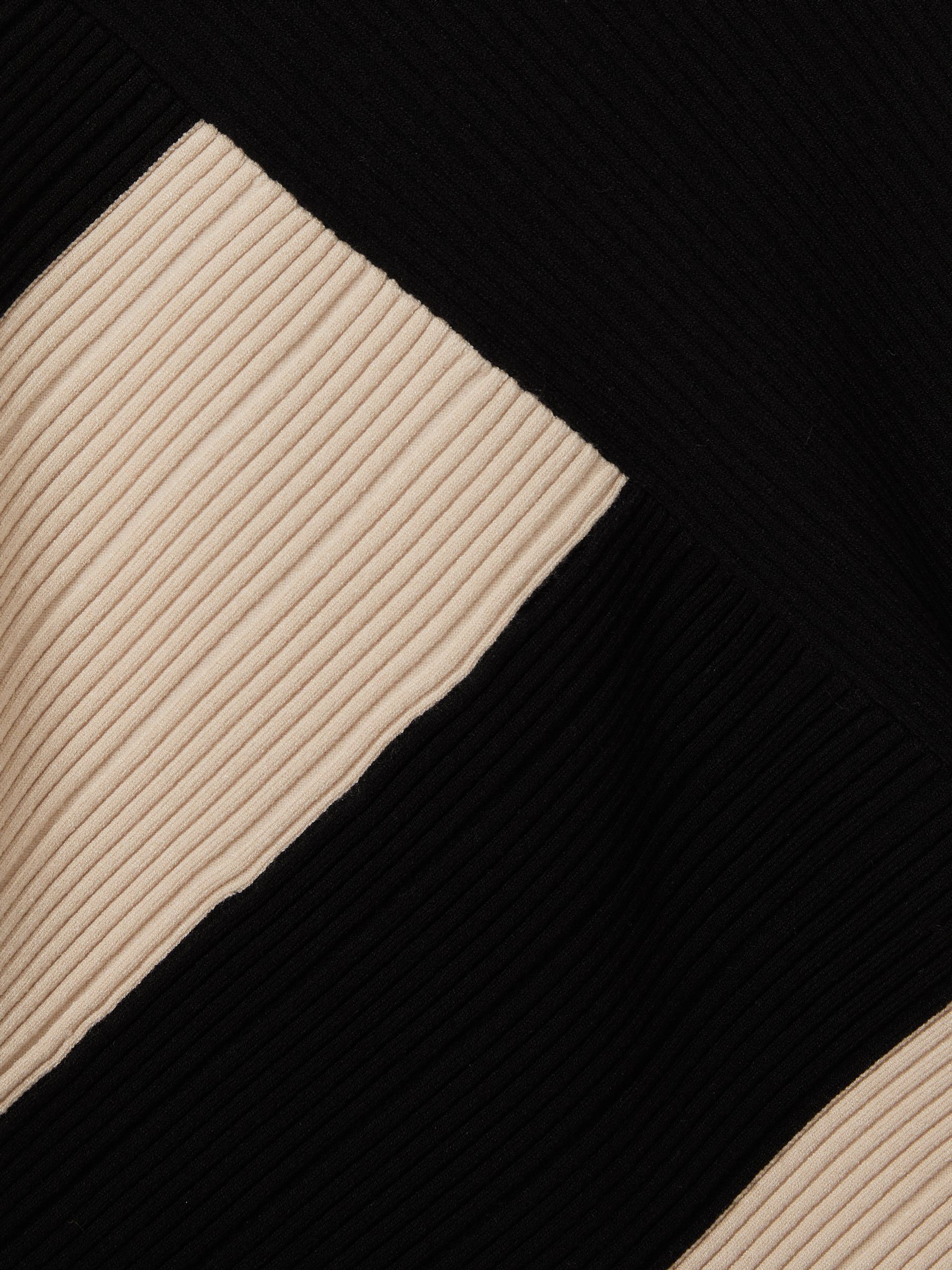 Petite Knitted Colourblock Asymmetric Midi Dress in Black/Camel - Image 6 of 7