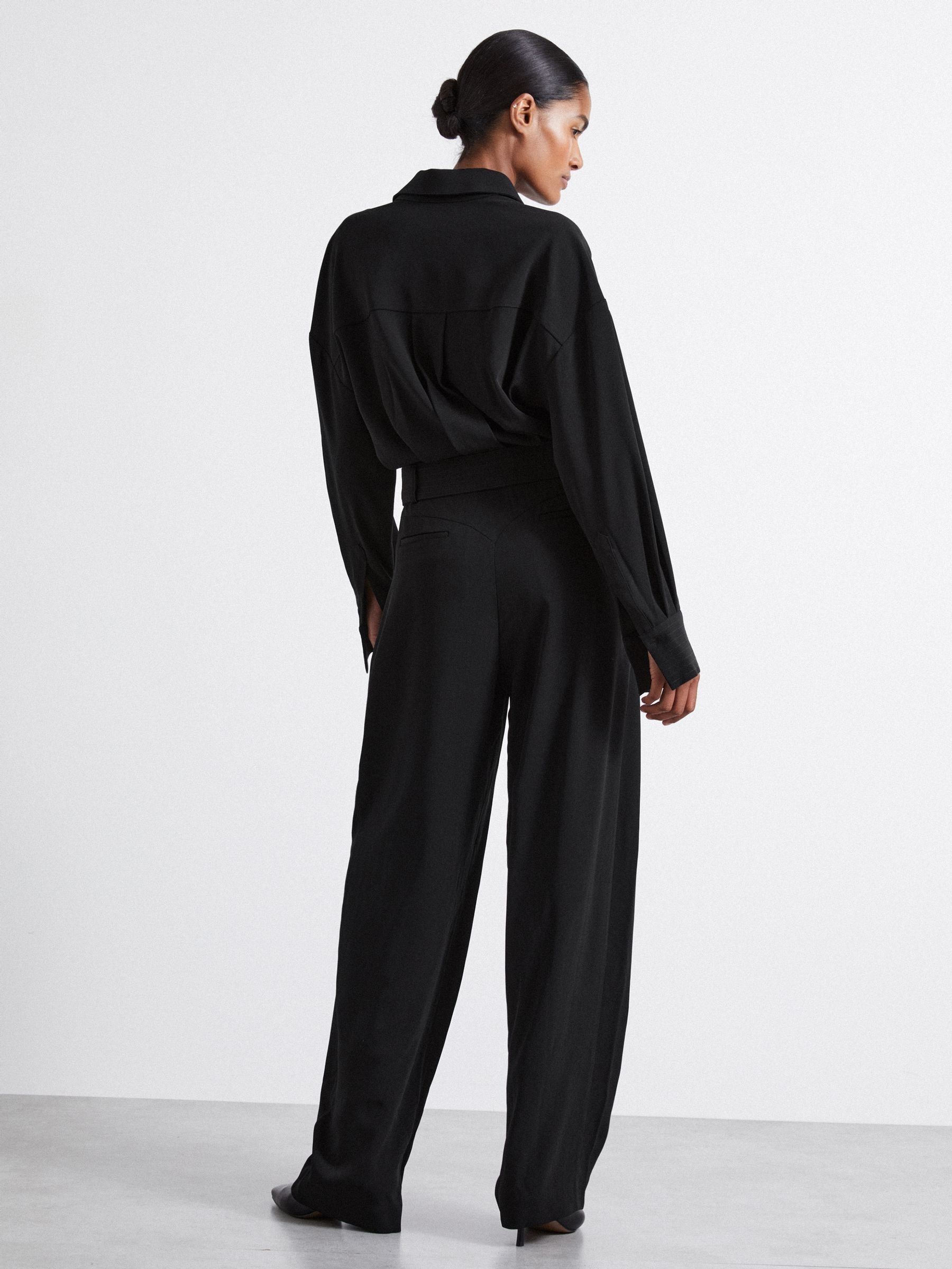 Atelier Belted Crepe Jumpsuit in Black - Image 5 of 6