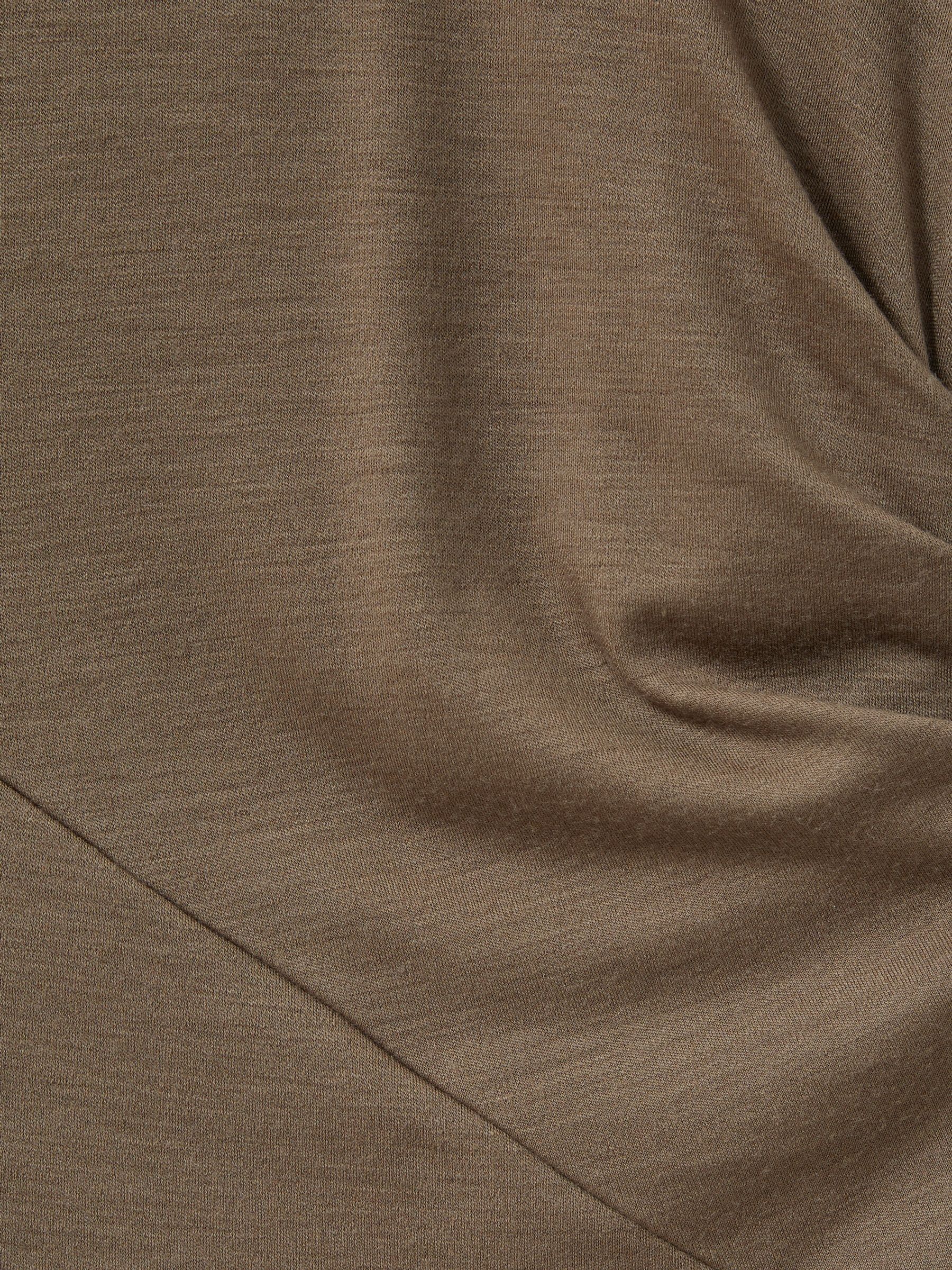 Petite Wool Ruche Detail Midi Dress in Camel - Image 6 of 7