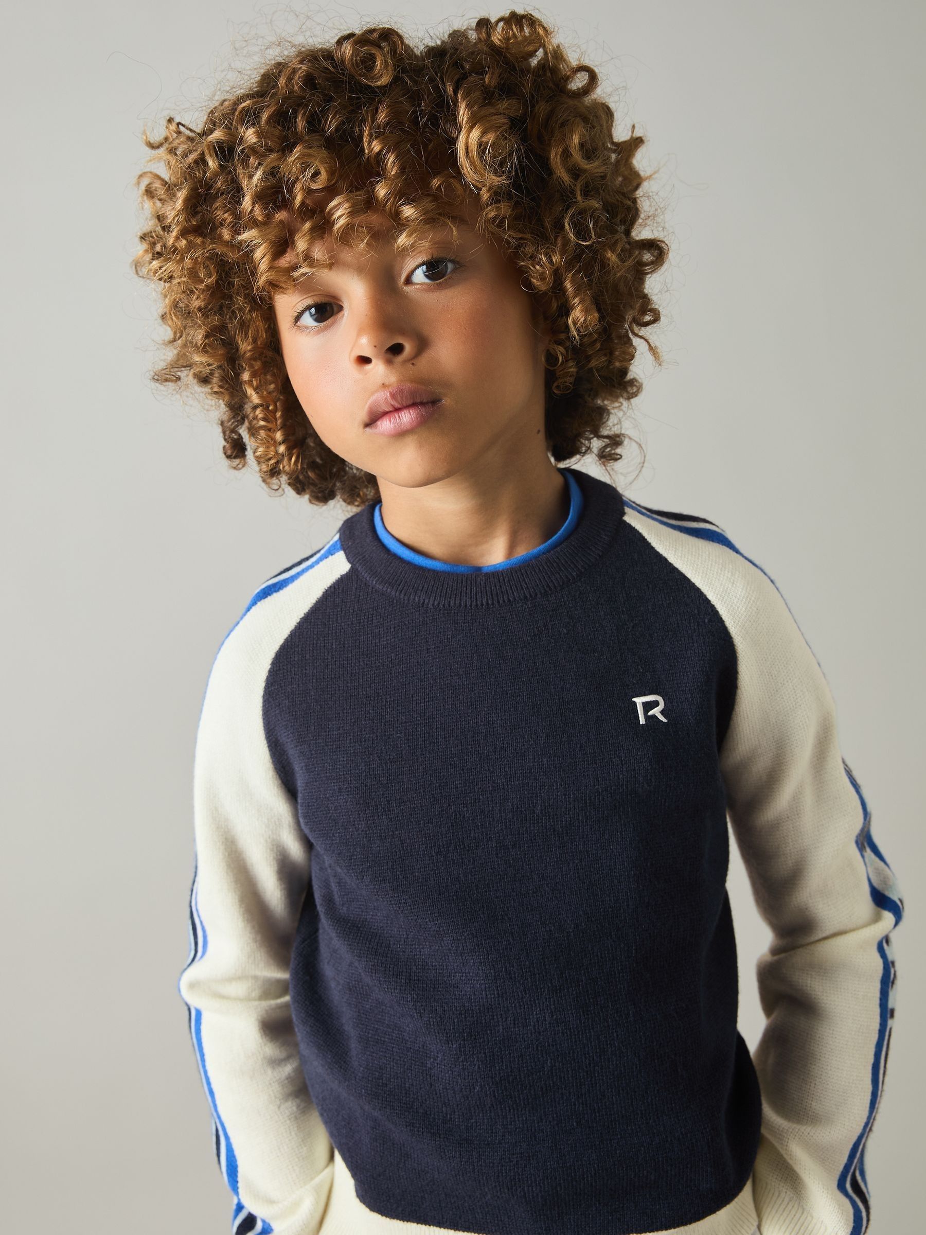 Monogram-Embroidered Jumper with Wool in Navy/Blue - Image 3 of 4