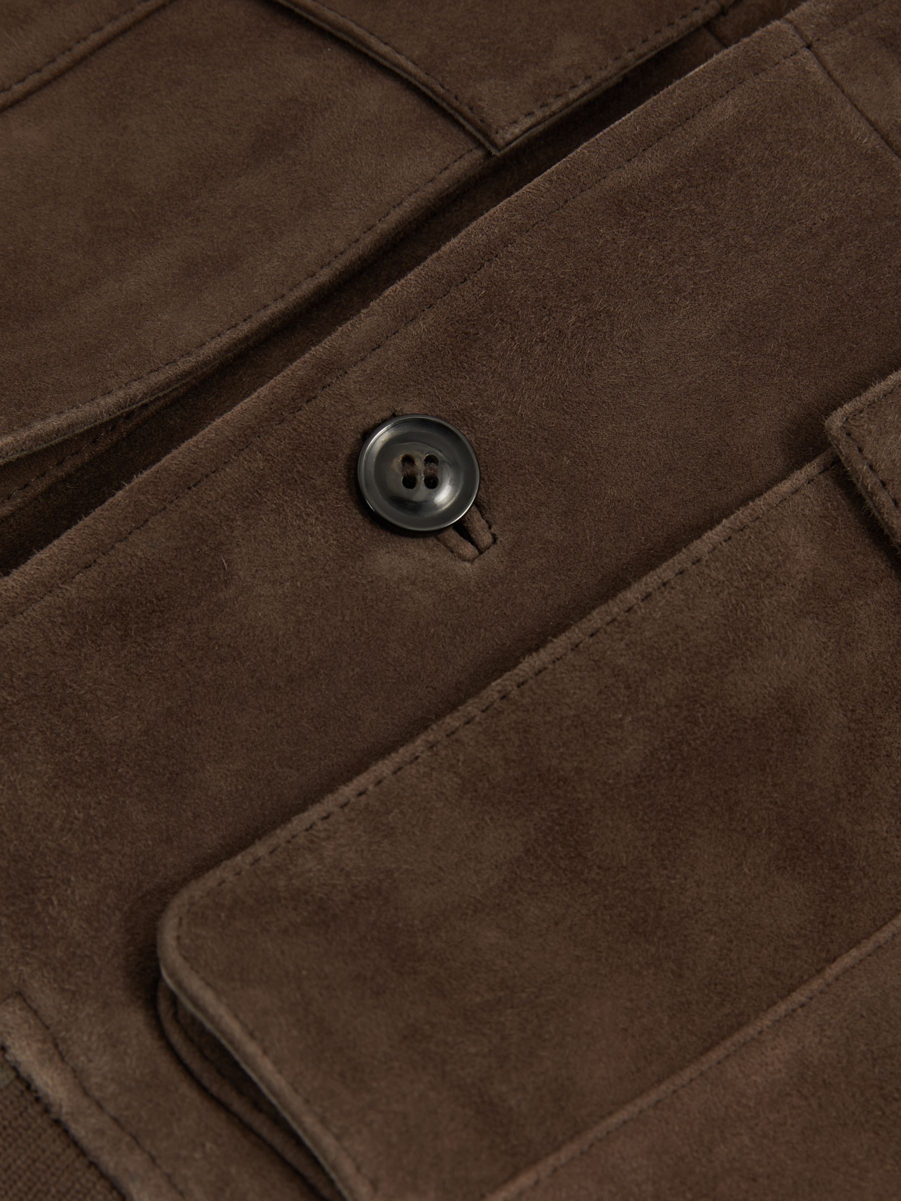 Suede Harrington Jacket in Chocolate Brown - Image 5 of 6