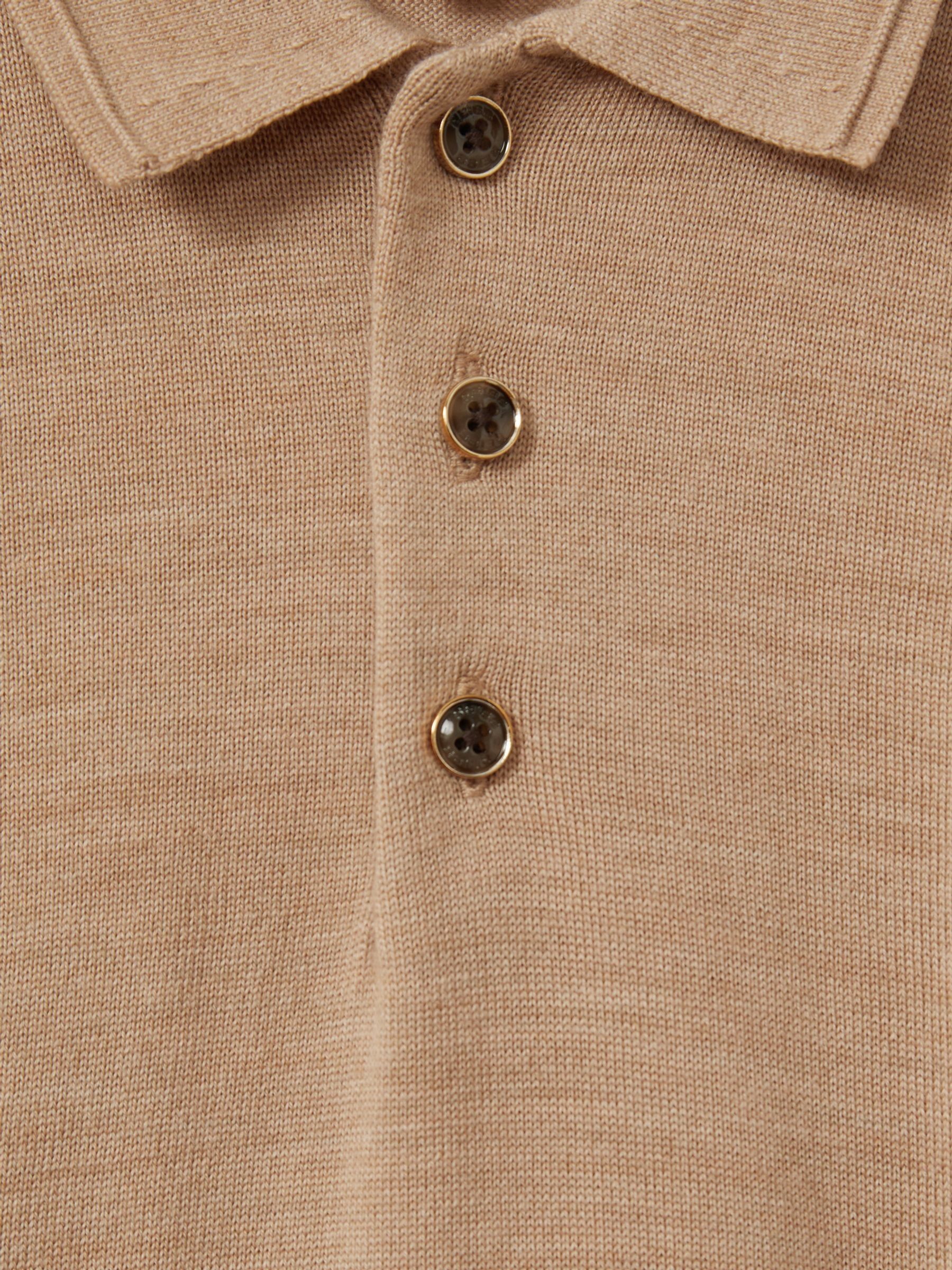 3-9 yrs Merino Wool Polo Shirt in Camel Melange - Image 4 of 4