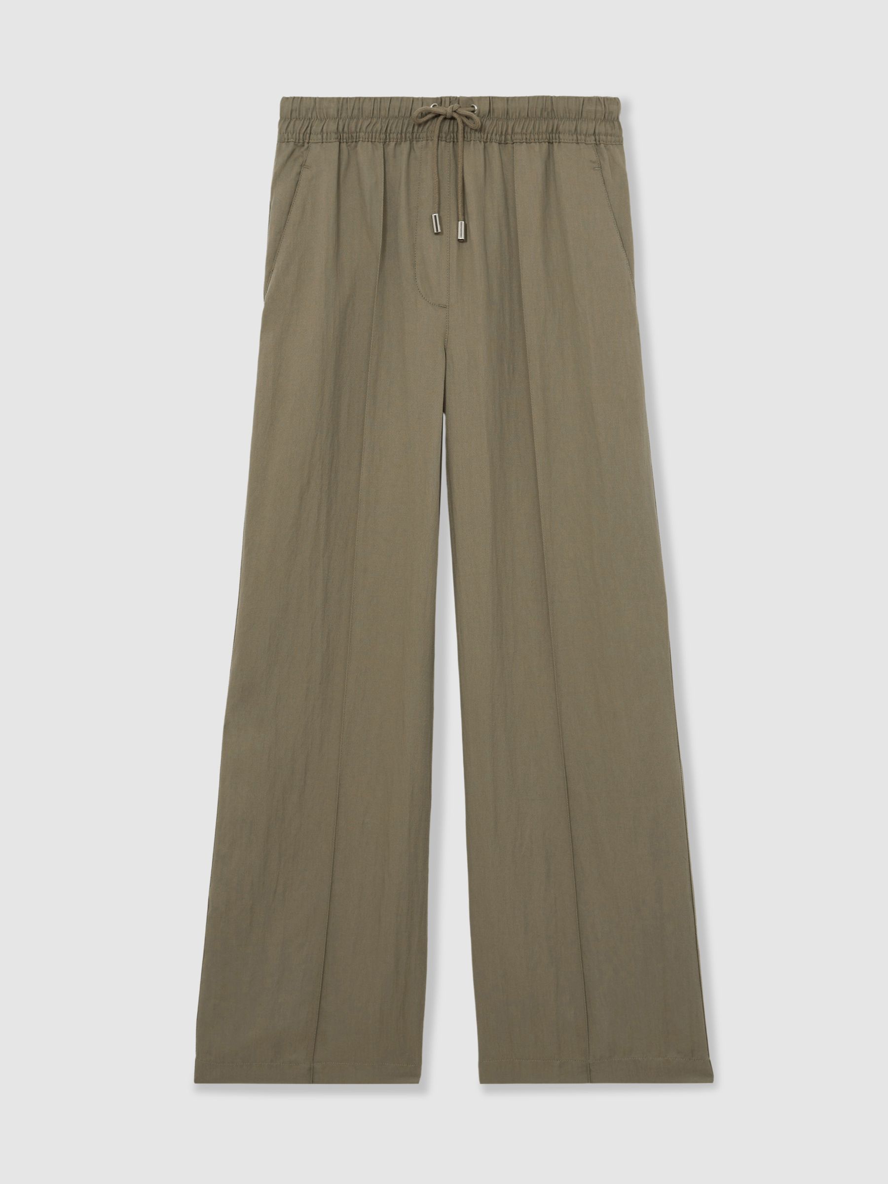 Lyocell-Blend Drawstring Trousers in Khaki - Image 2 of 6