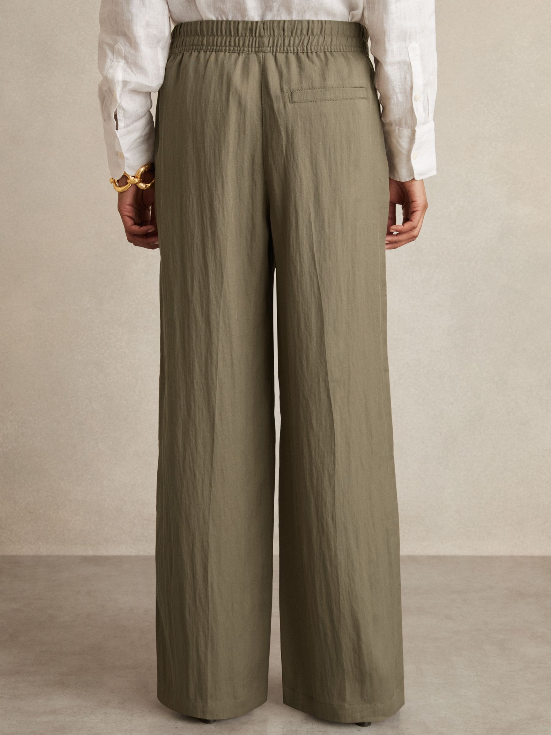 Lyocell-Blend Drawstring Trousers in Khaki - Image 5 of 6