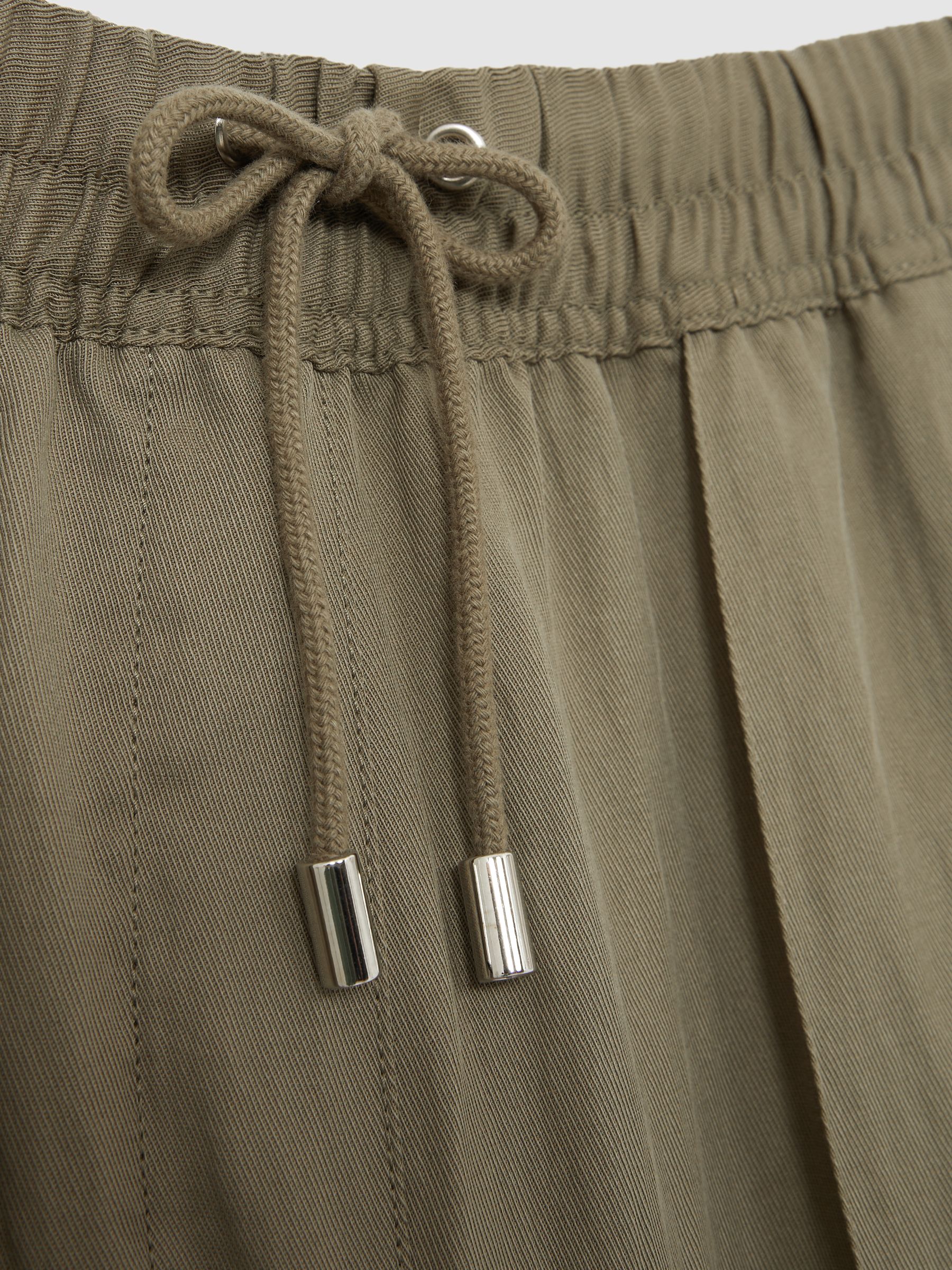 Lyocell-Blend Drawstring Trousers in Khaki - Image 6 of 6