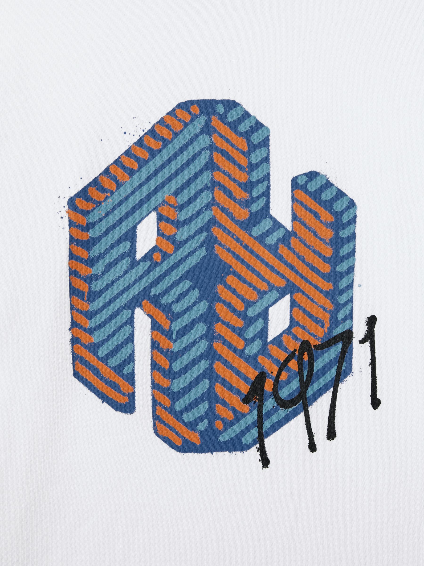 3-9 yrs Oversized Cotton Graffiti Print Crew Neck T-Shirt in Optic White - Image 4 of 4